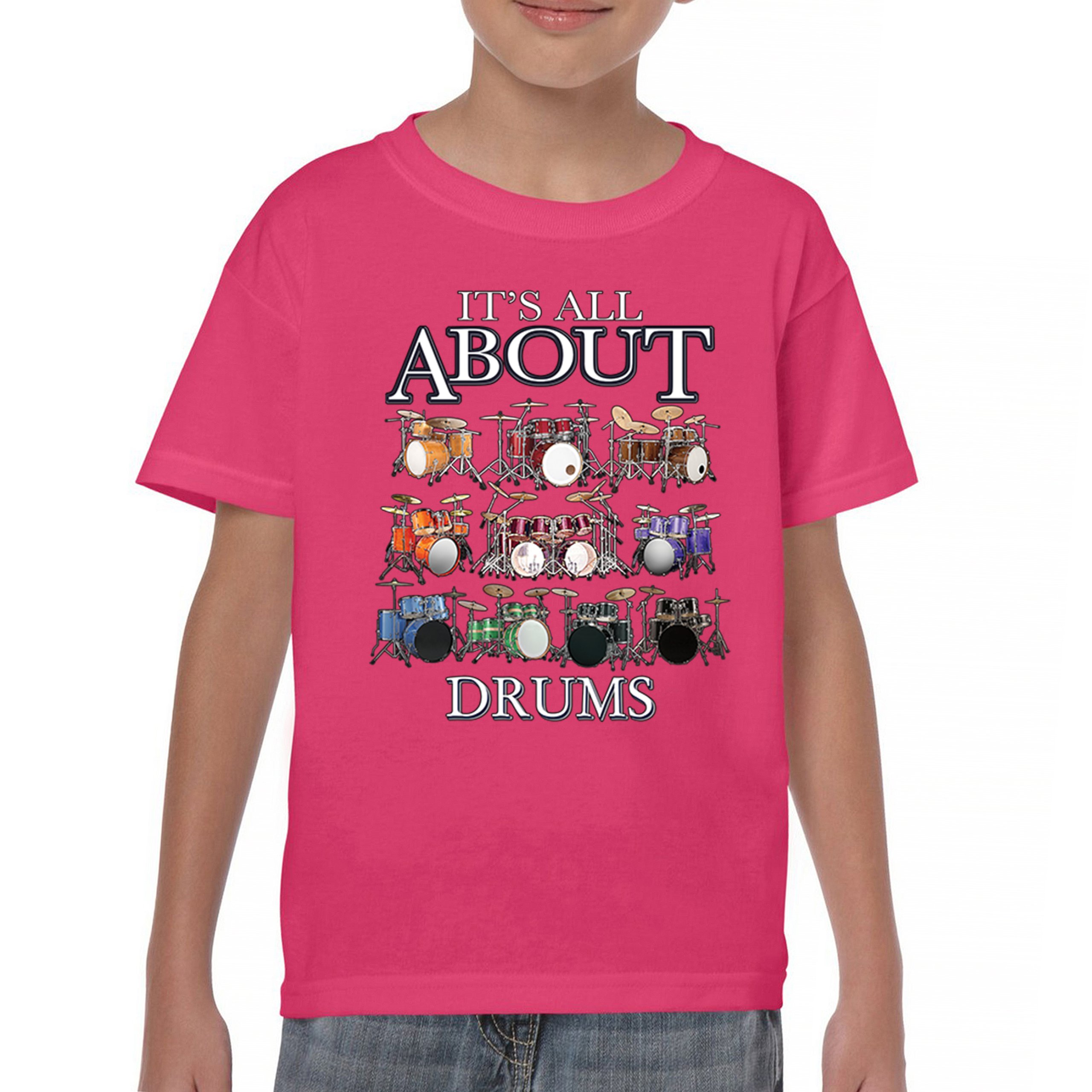 All About Drums Youth T-shirt Colorful Funny Drummer Music Festival Party Kids - Picture 44 of 50