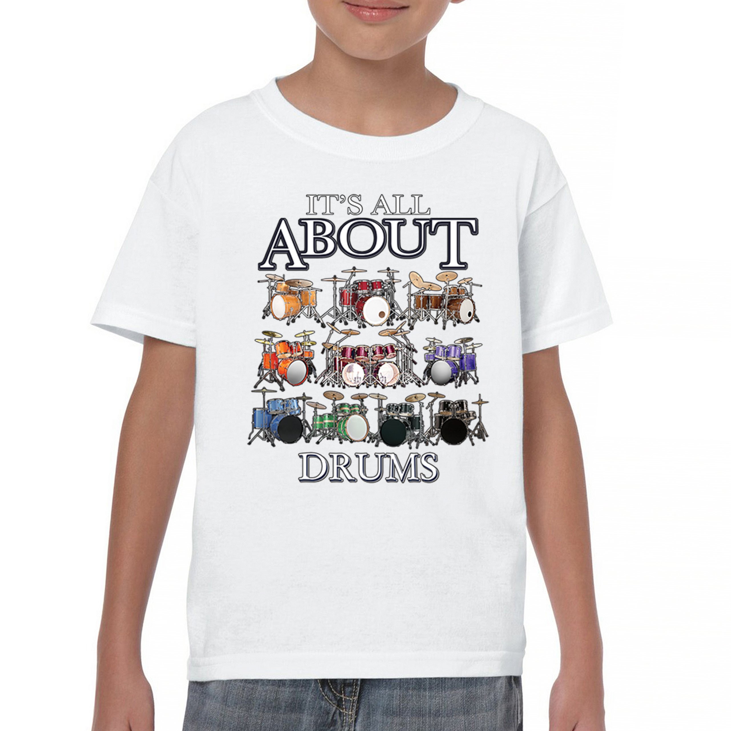 All About Drums Youth T-shirt Colorful Funny Drummer Music Festival Party Kids - Picture 23 of 50