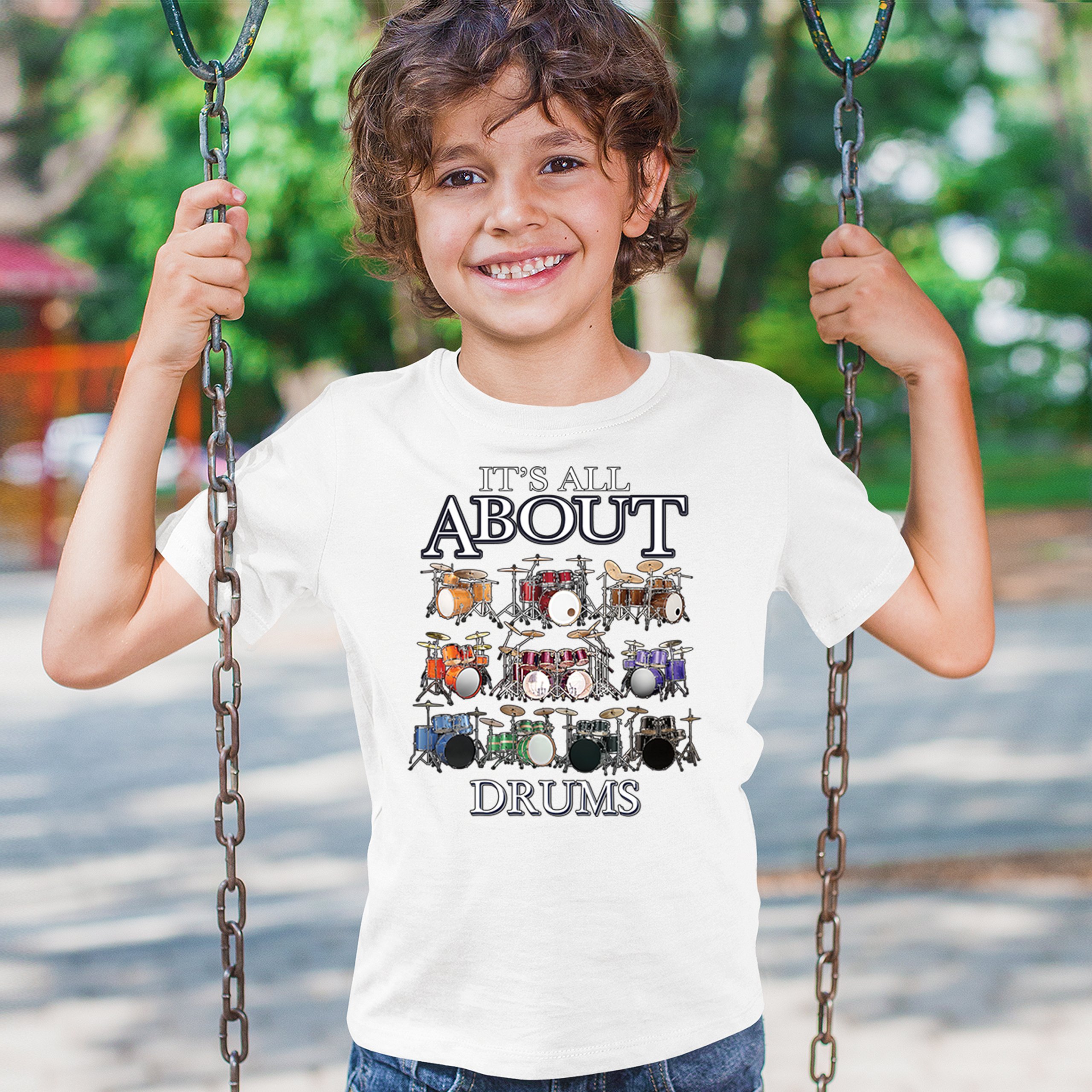 All About Drums Youth T-shirt Colorful Funny Drummer Music Festival Party Kids - Picture 26 of 50