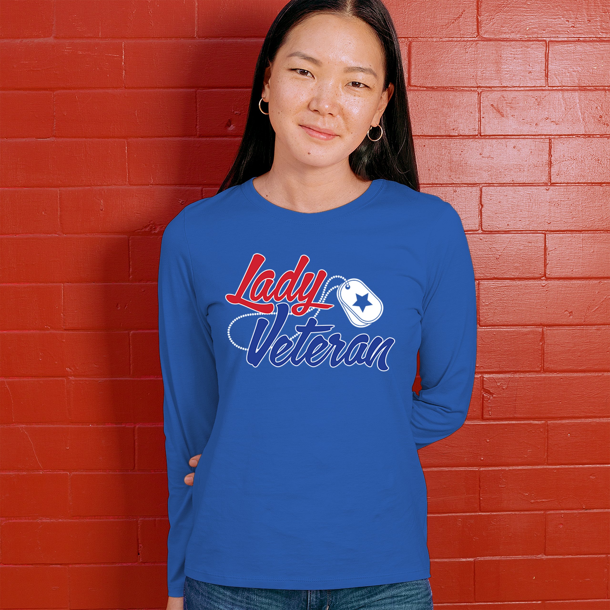 Lady Veteran Women's Long Sleeve T-shirt Military Proud Army Mom Air Force Wife - Picture 33 of 43