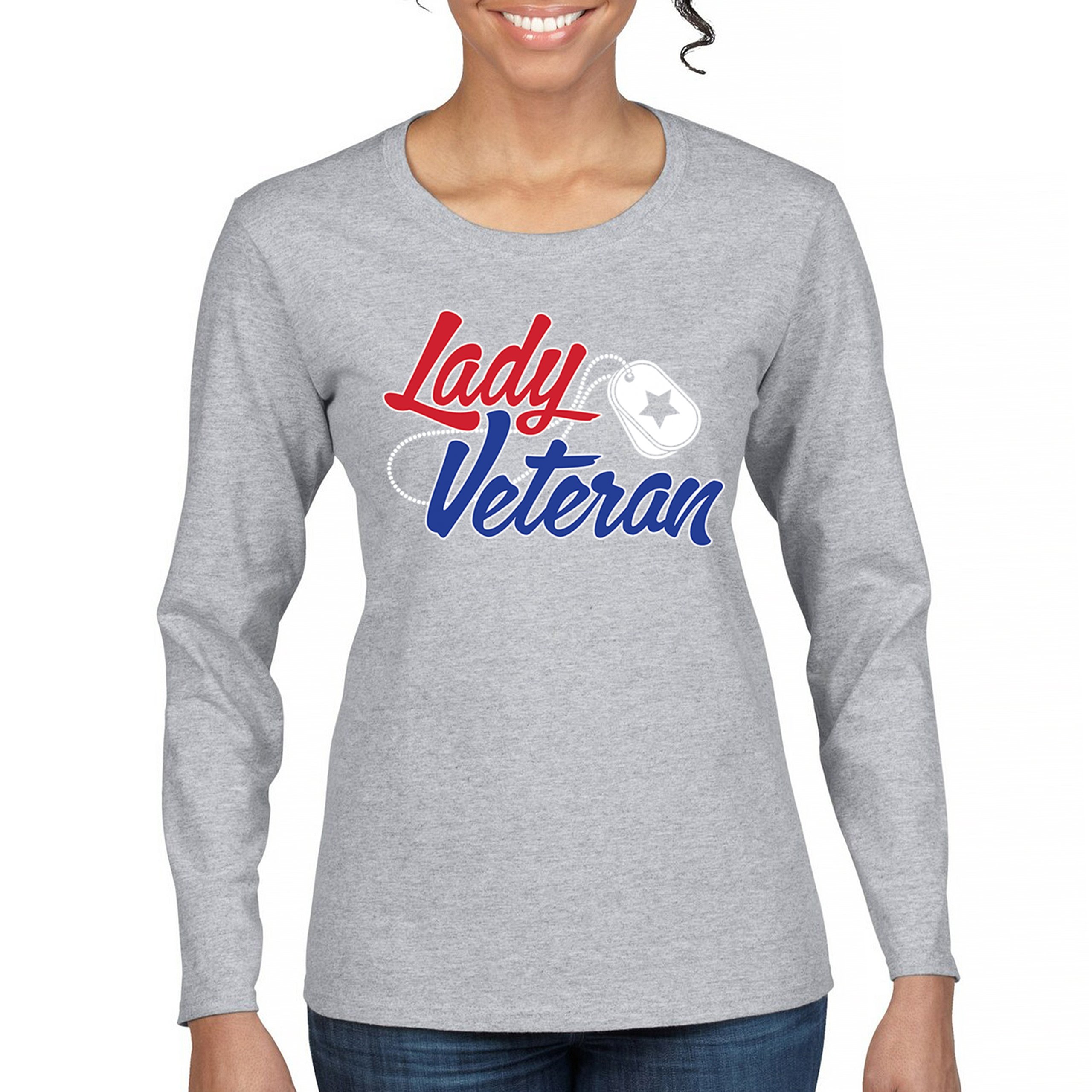 Lady Veteran Women's Long Sleeve T-shirt Military Proud Army Mom Air Force Wife - Picture 9 of 43