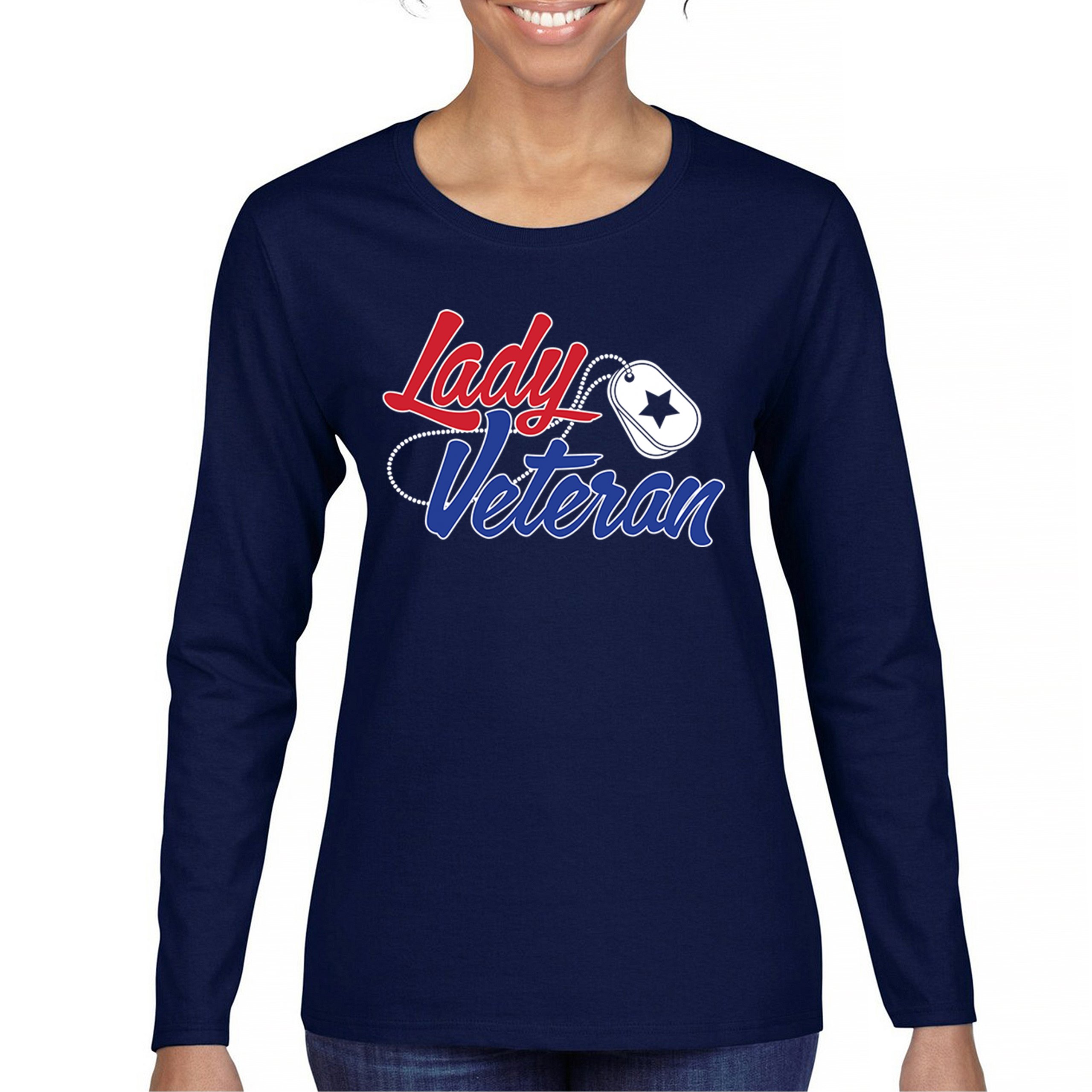 Lady Veteran Women's Long Sleeve T-shirt Military Proud Army Mom Air Force Wife - Picture 23 of 43