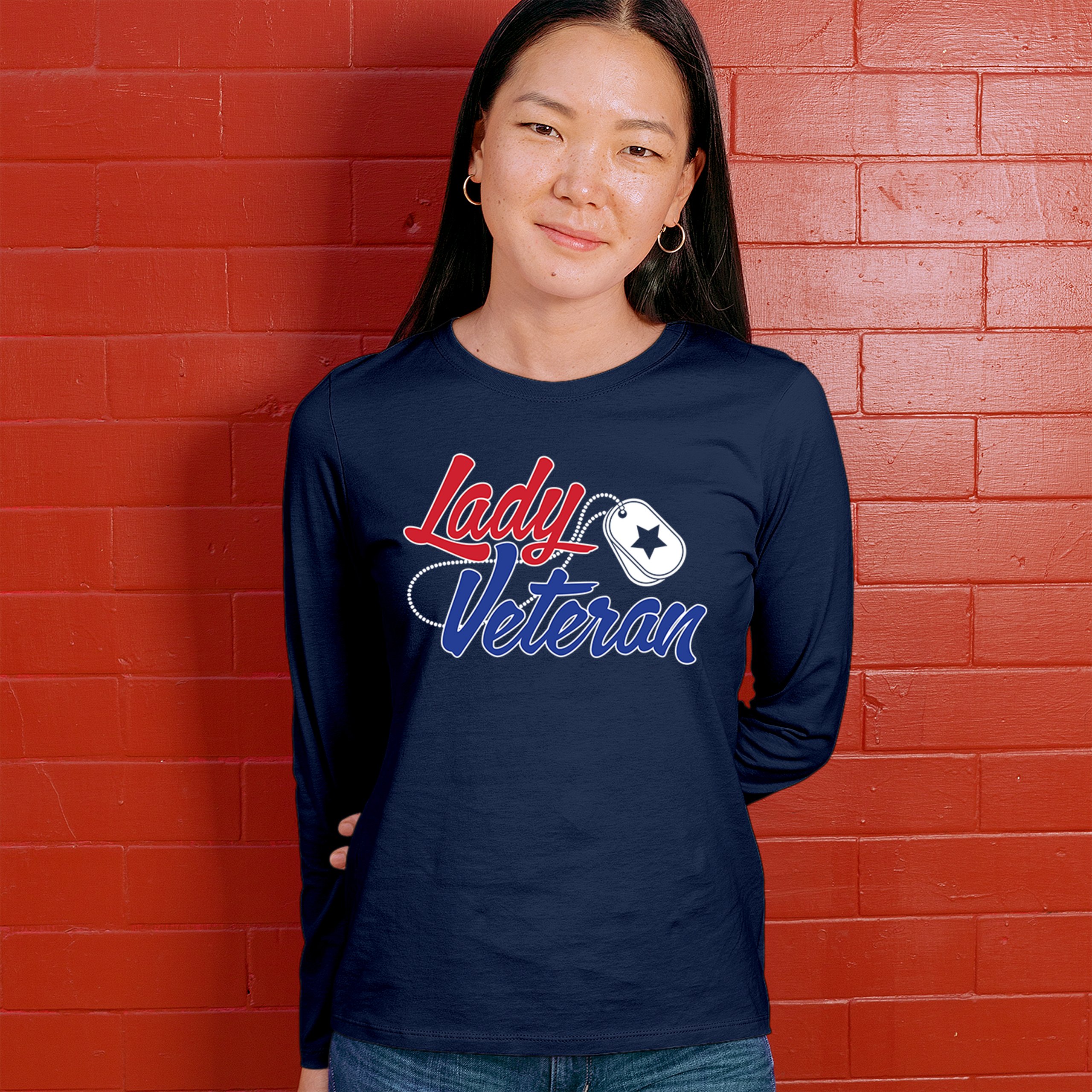 Lady Veteran Women's Long Sleeve T-shirt Military Proud Army Mom Air Force Wife - Picture 26 of 43
