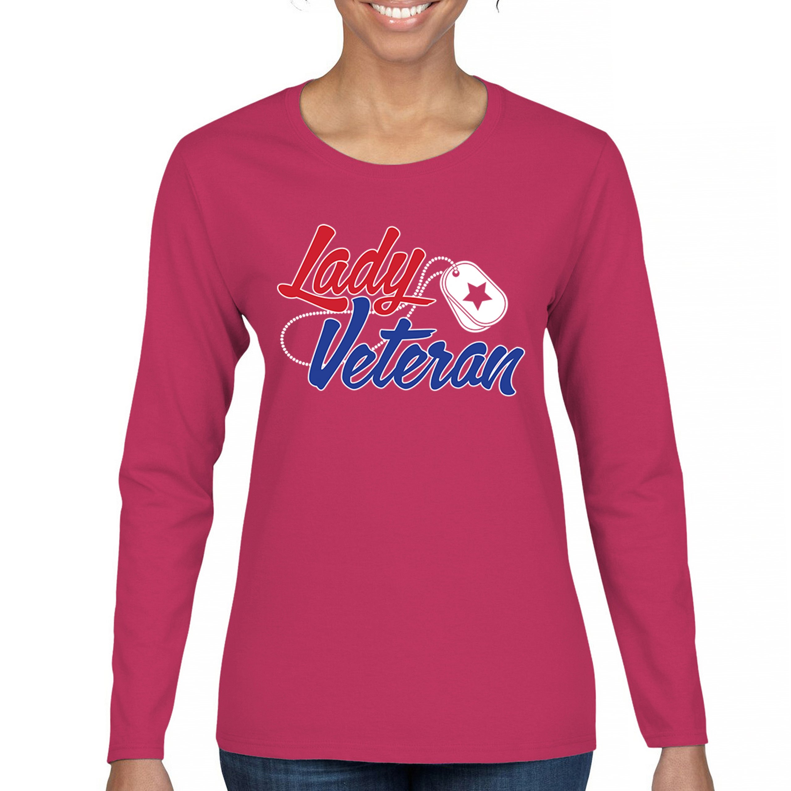 Lady Veteran Women's Long Sleeve T-shirt Military Proud Army Mom Air Force Wife - Picture 37 of 43