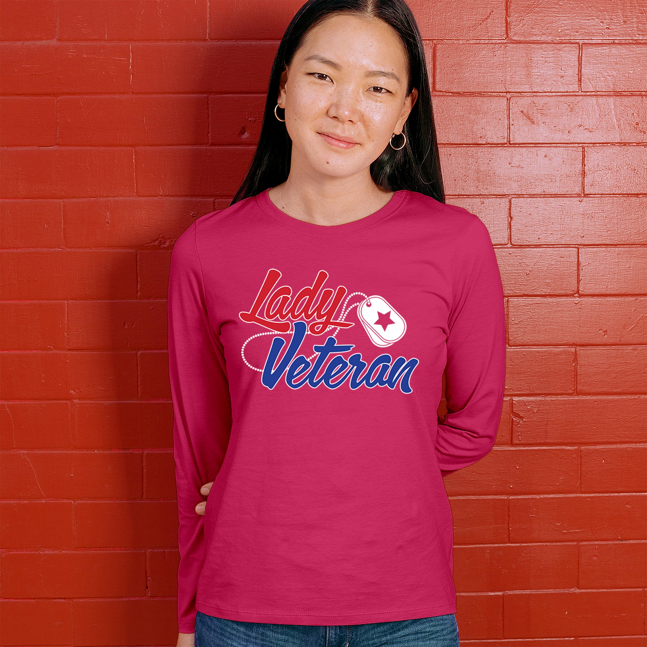 Lady Veteran Women's Long Sleeve T-shirt Military Proud Army Mom Air Force Wife - Picture 40 of 43