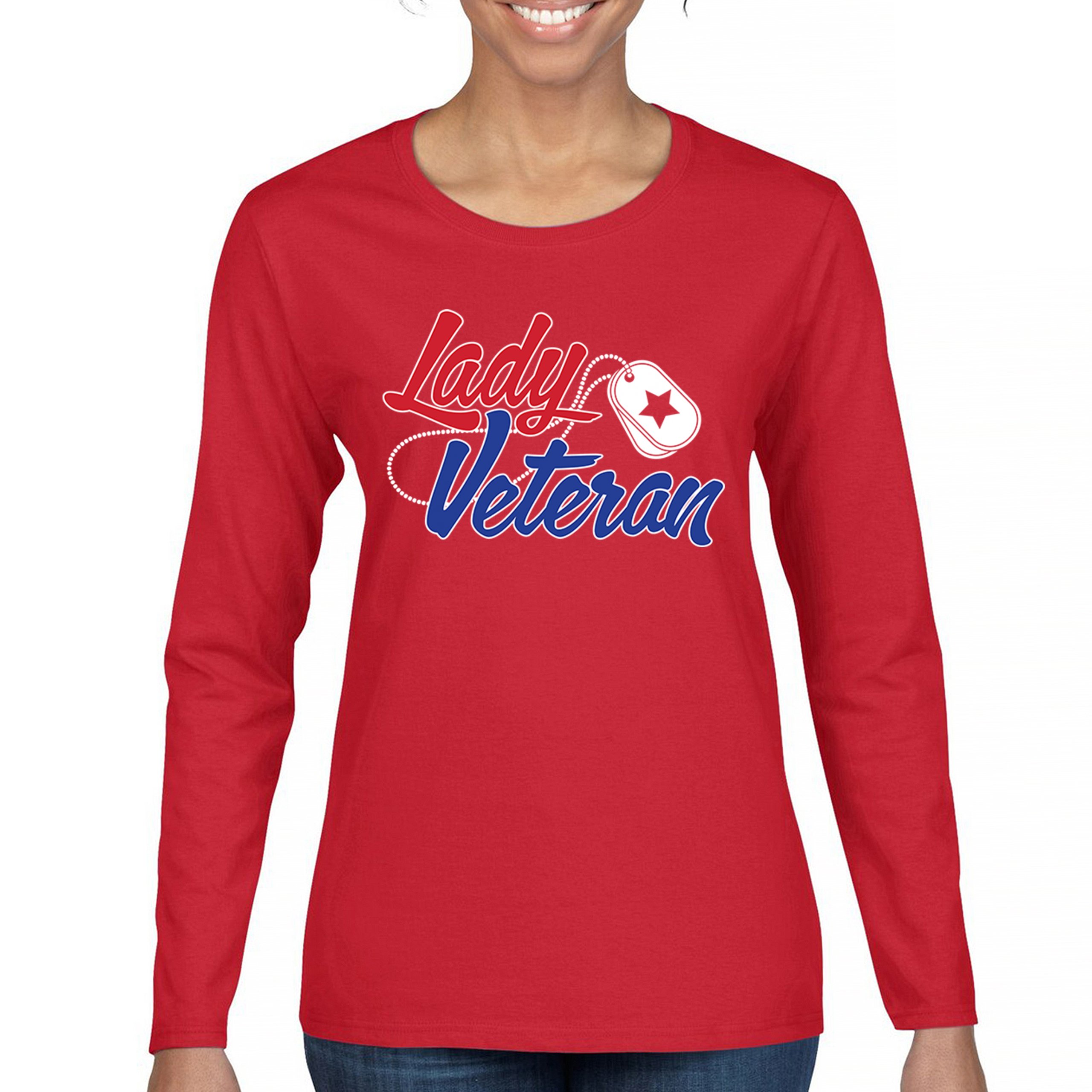 Lady Veteran Women's Long Sleeve T-shirt Military Proud Army Mom Air Force Wife - Picture 16 of 43