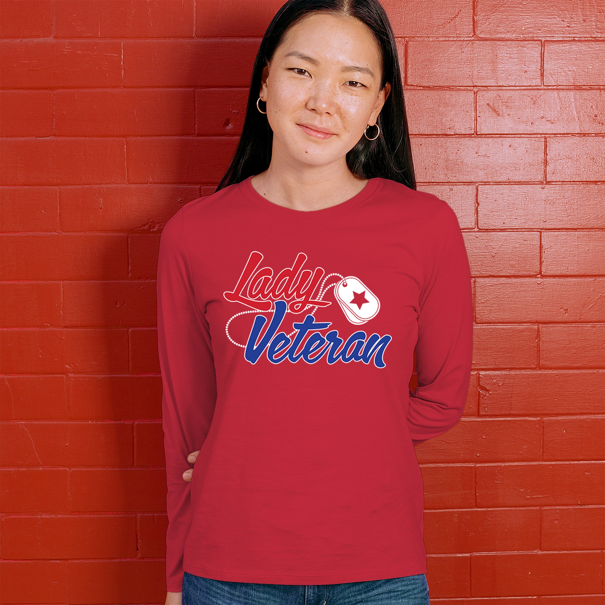 Lady Veteran Women's Long Sleeve T-shirt Military Proud Army Mom Air Force Wife - Picture 19 of 43