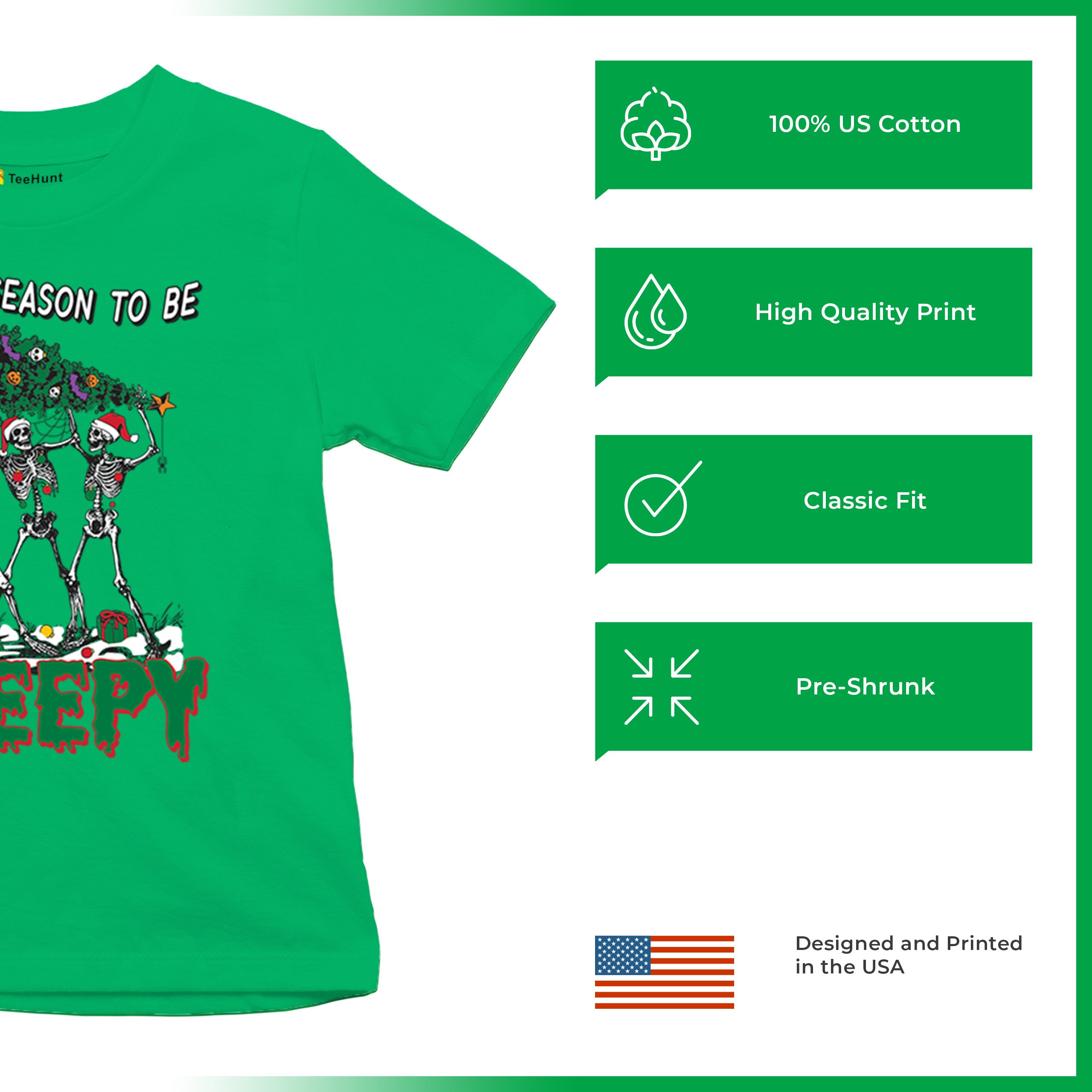 Tis The Season to Be Creepy Youth T-shirt Christmas Skeletons Santa Jolly Kids - Picture 42 of 50