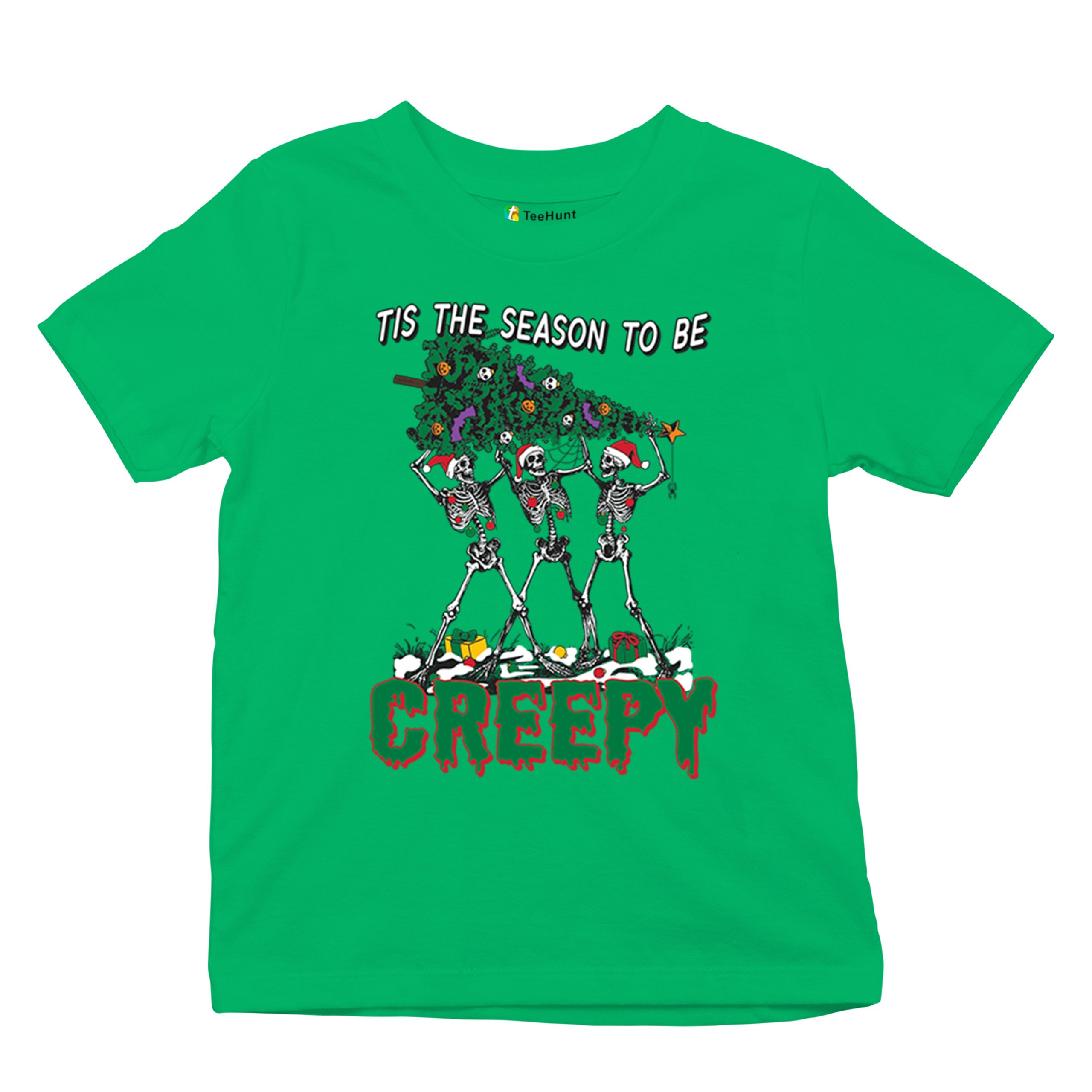Tis The Season to Be Creepy Youth T-shirt Christmas Skeletons Santa Jolly Kids - Picture 41 of 50