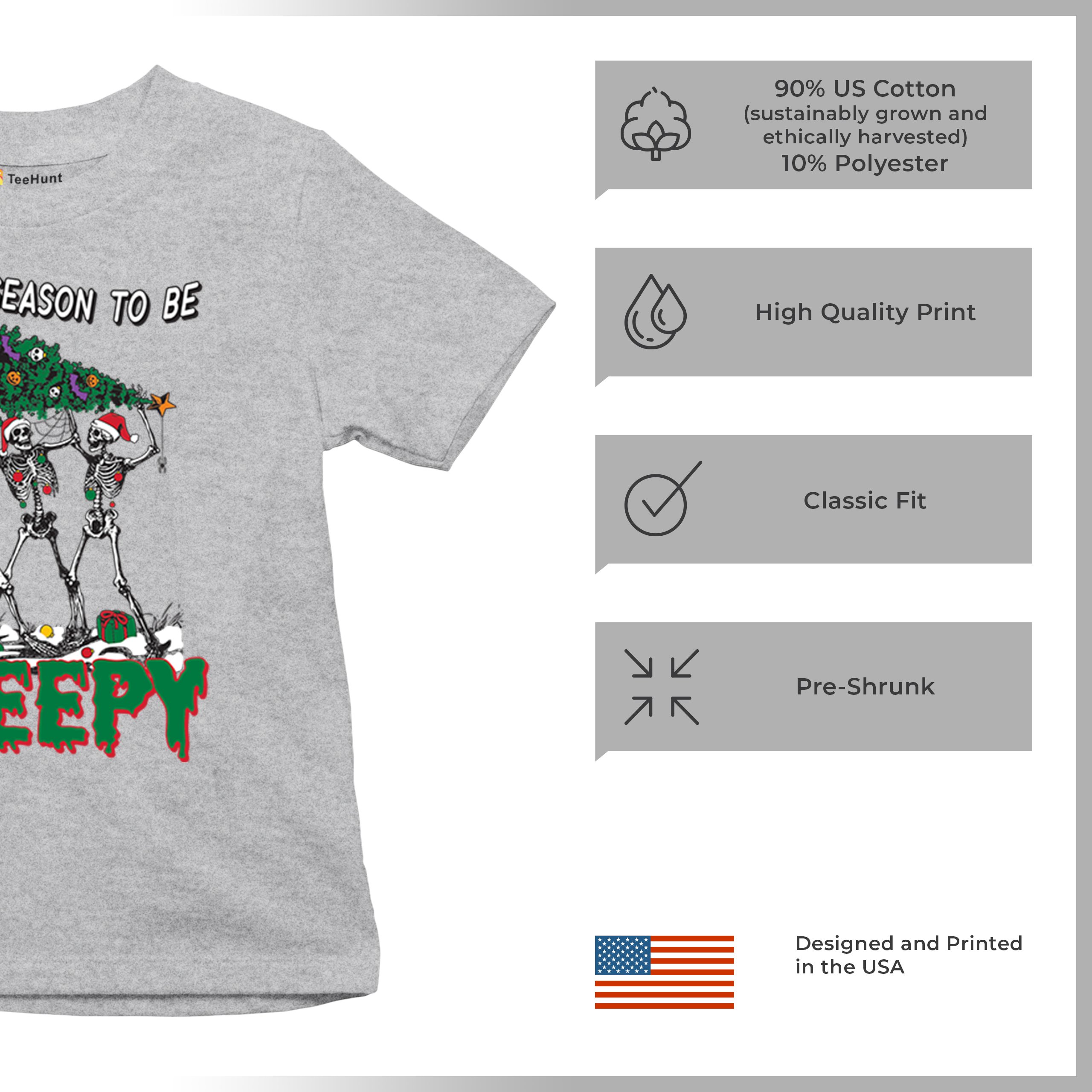 Tis The Season to Be Creepy Youth T-shirt Christmas Skeletons Santa Jolly Kids - Picture 14 of 50