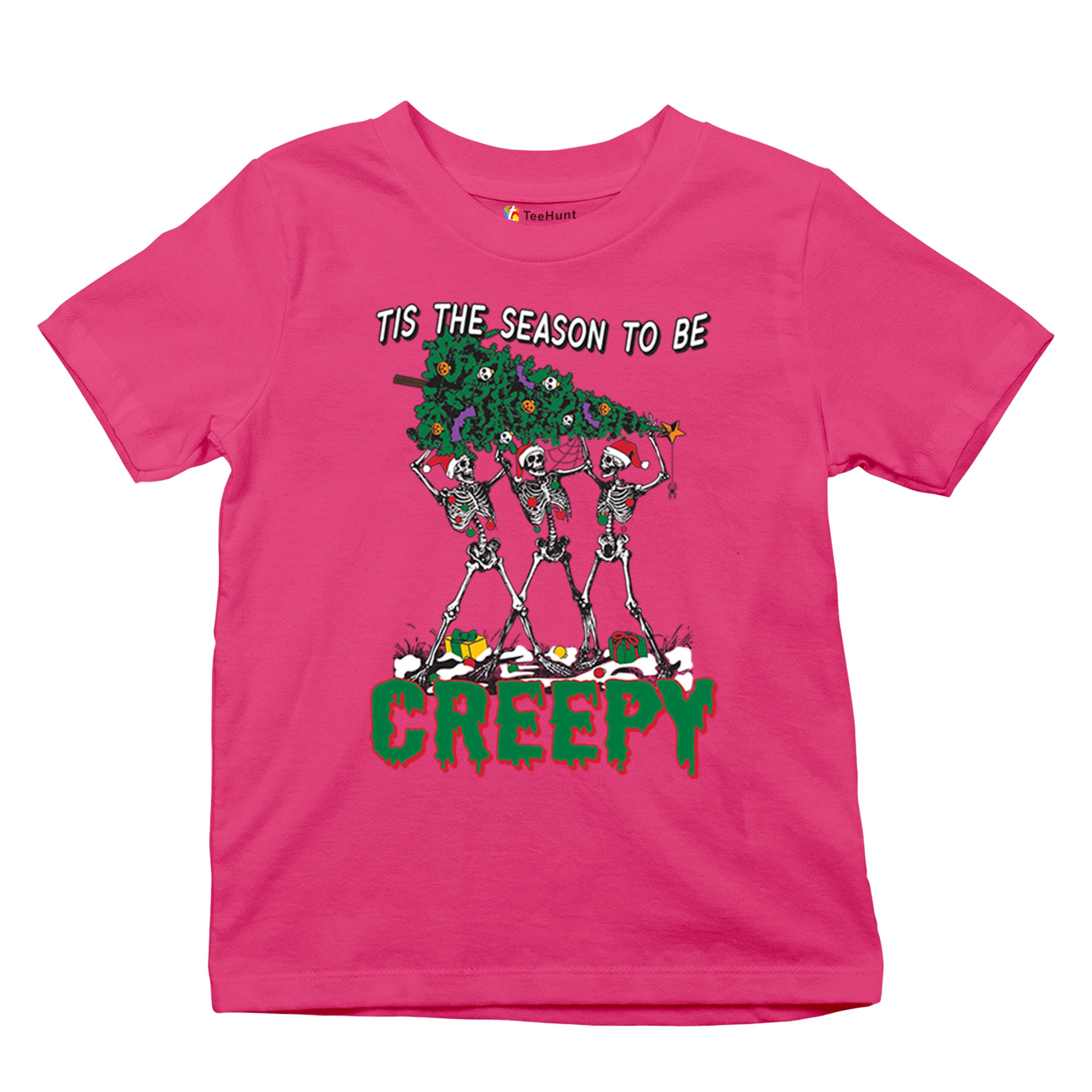 Tis The Season to Be Creepy Youth T-shirt Christmas Skeletons Santa Jolly Kids - Picture 48 of 50