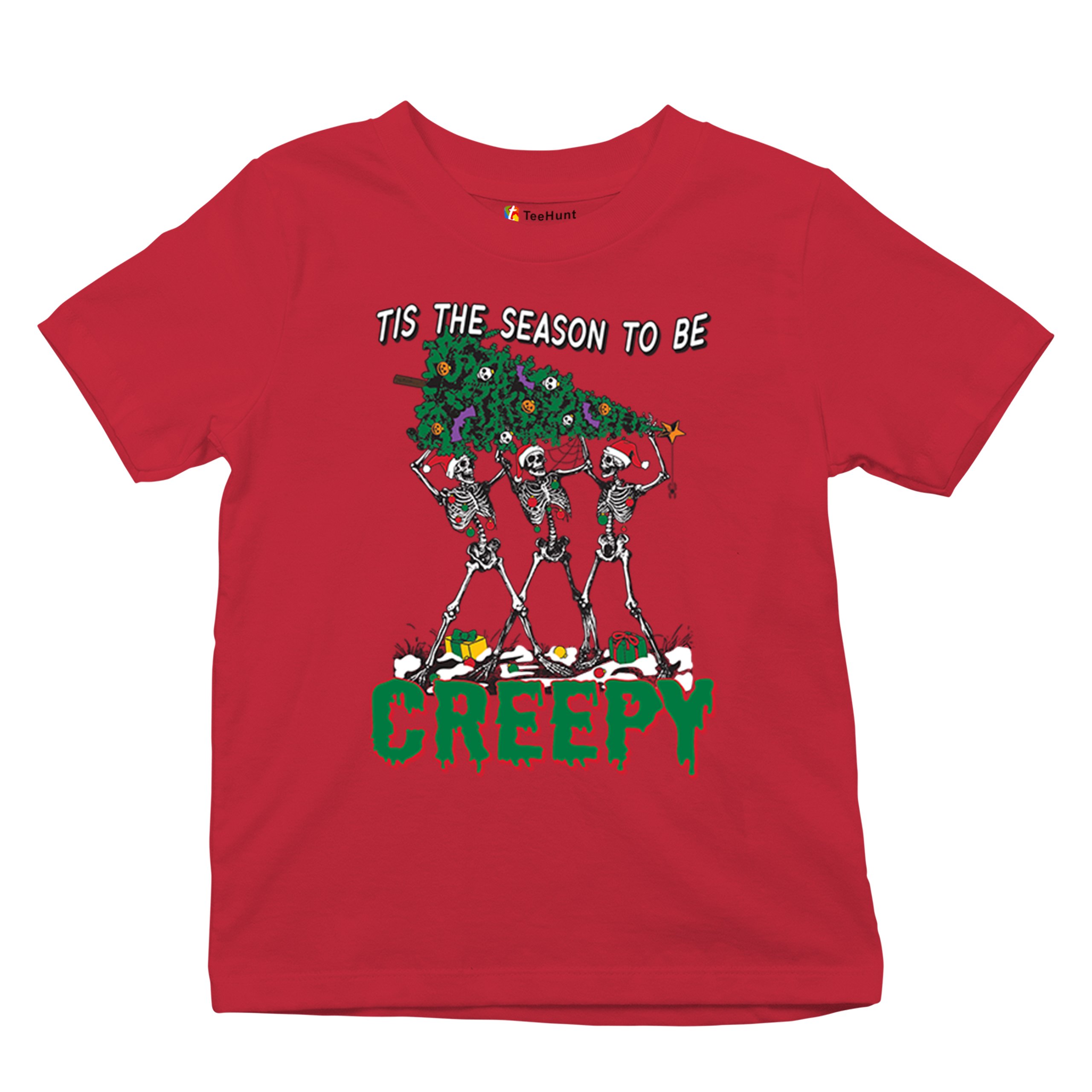 Tis The Season to Be Creepy Youth T-shirt Christmas Skeletons Santa Jolly Kids - Picture 27 of 50