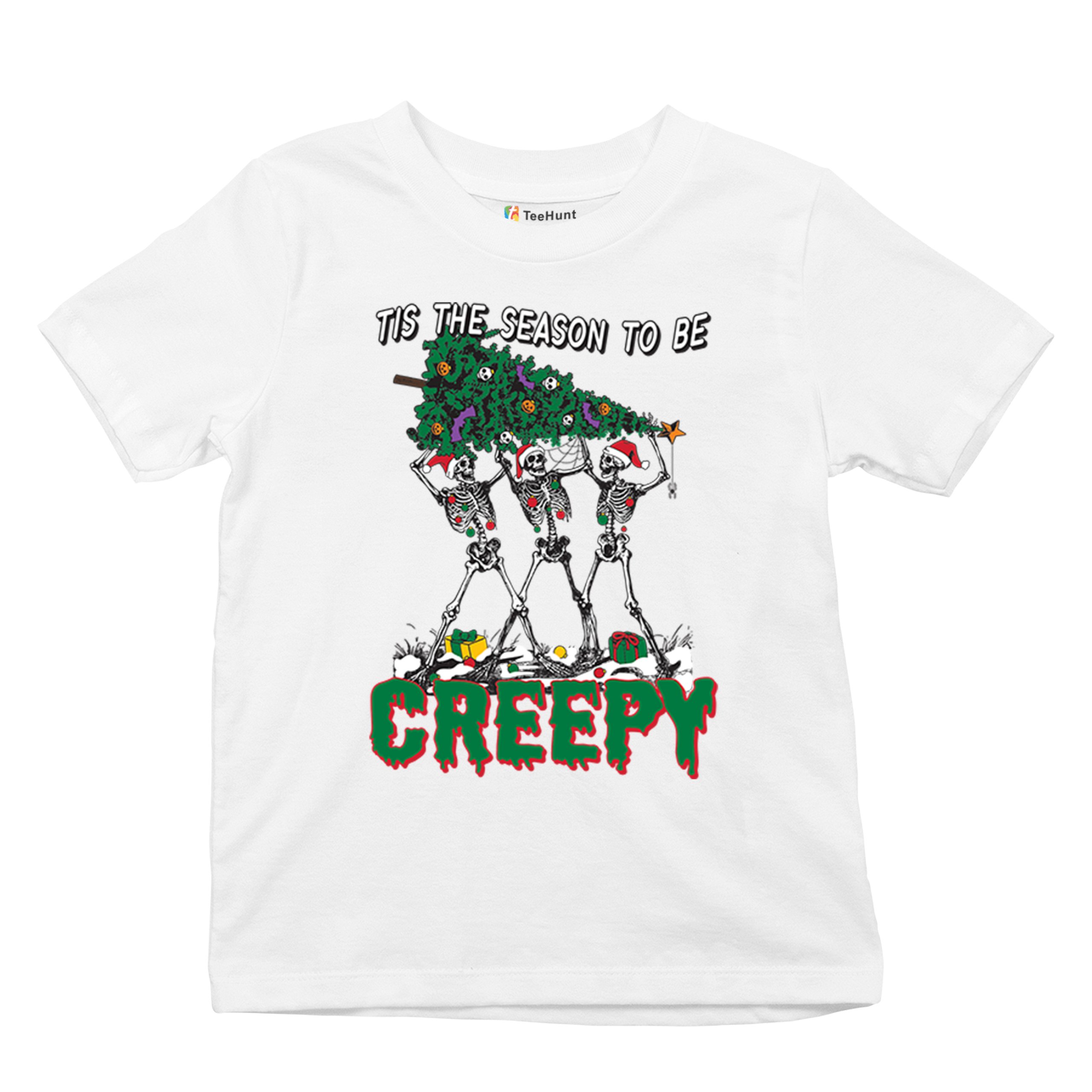 Tis The Season to Be Creepy Youth T-shirt Christmas Skeletons Santa Jolly Kids - Picture 34 of 50
