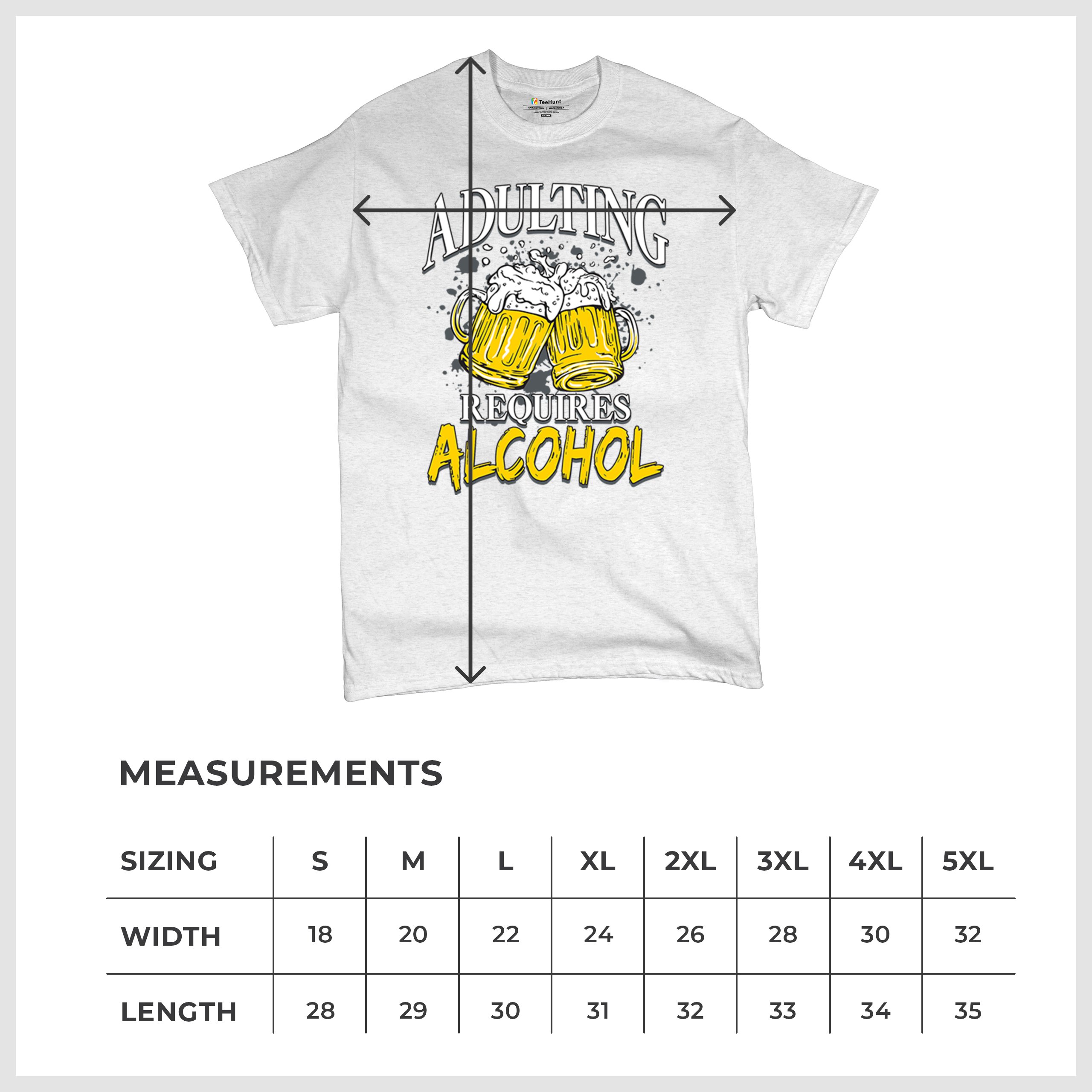 Adulting Requires Alcohol T-shirt Funny Craft Beer Mug Drink Humor Men's Tee - Picture 71 of 113