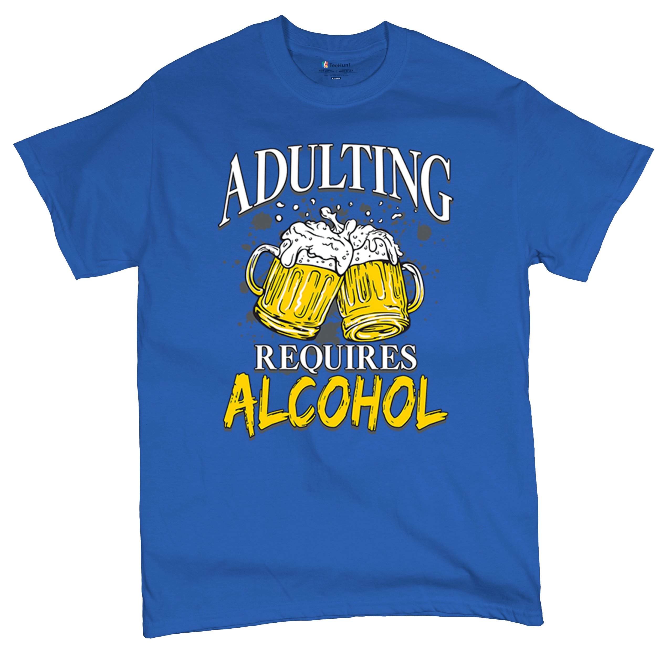 Adulting Requires Alcohol T-shirt Funny Craft Beer Mug Drink Humor Men's Tee - Picture 104 of 113