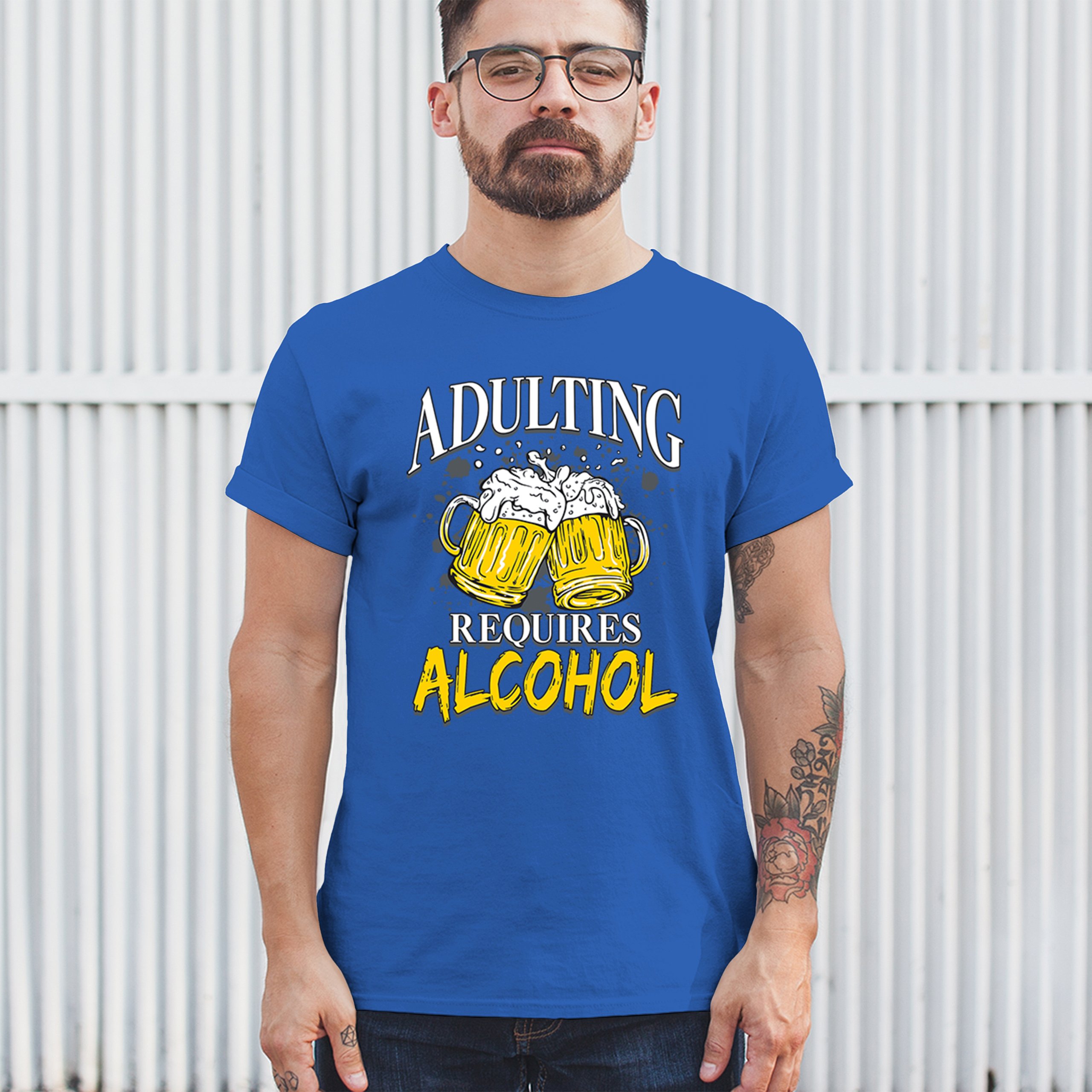 Adulting Requires Alcohol T-shirt Funny Craft Beer Mug Drink Humor Men's Tee - Picture 103 of 113