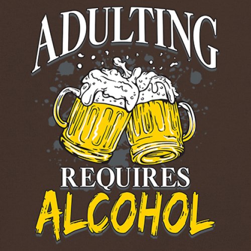 Adulting Requires Alcohol T-shirt Funny Craft Beer Mug Drink Humor Men's Tee - Picture 74 of 113