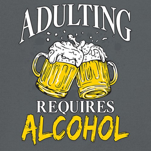 Adulting Requires Alcohol T-shirt Funny Craft Beer Mug Drink Humor Men's Tee - Picture 81 of 113