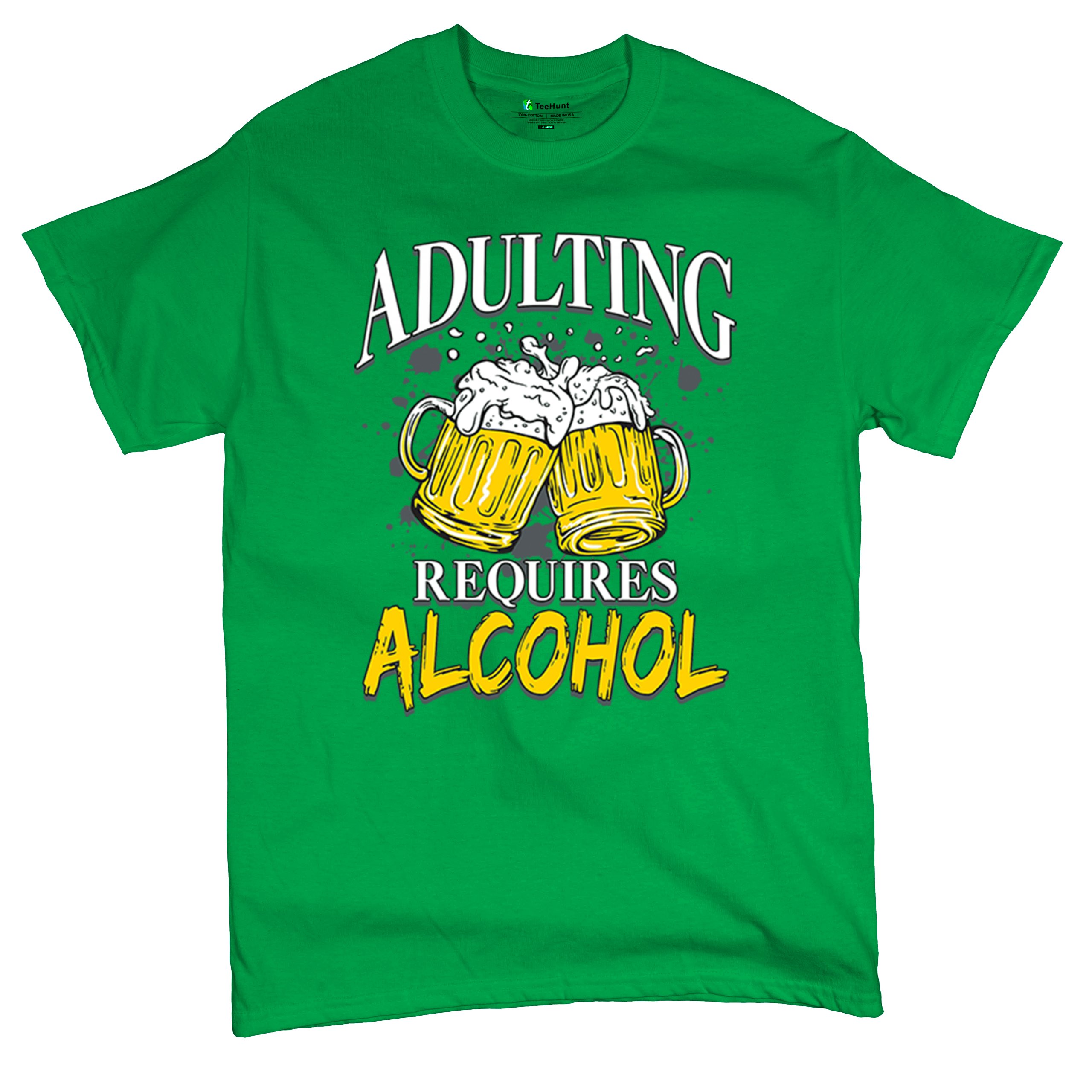 Adulting Requires Alcohol T-shirt Funny Craft Beer Mug Drink Humor Men's Tee - Picture 62 of 113