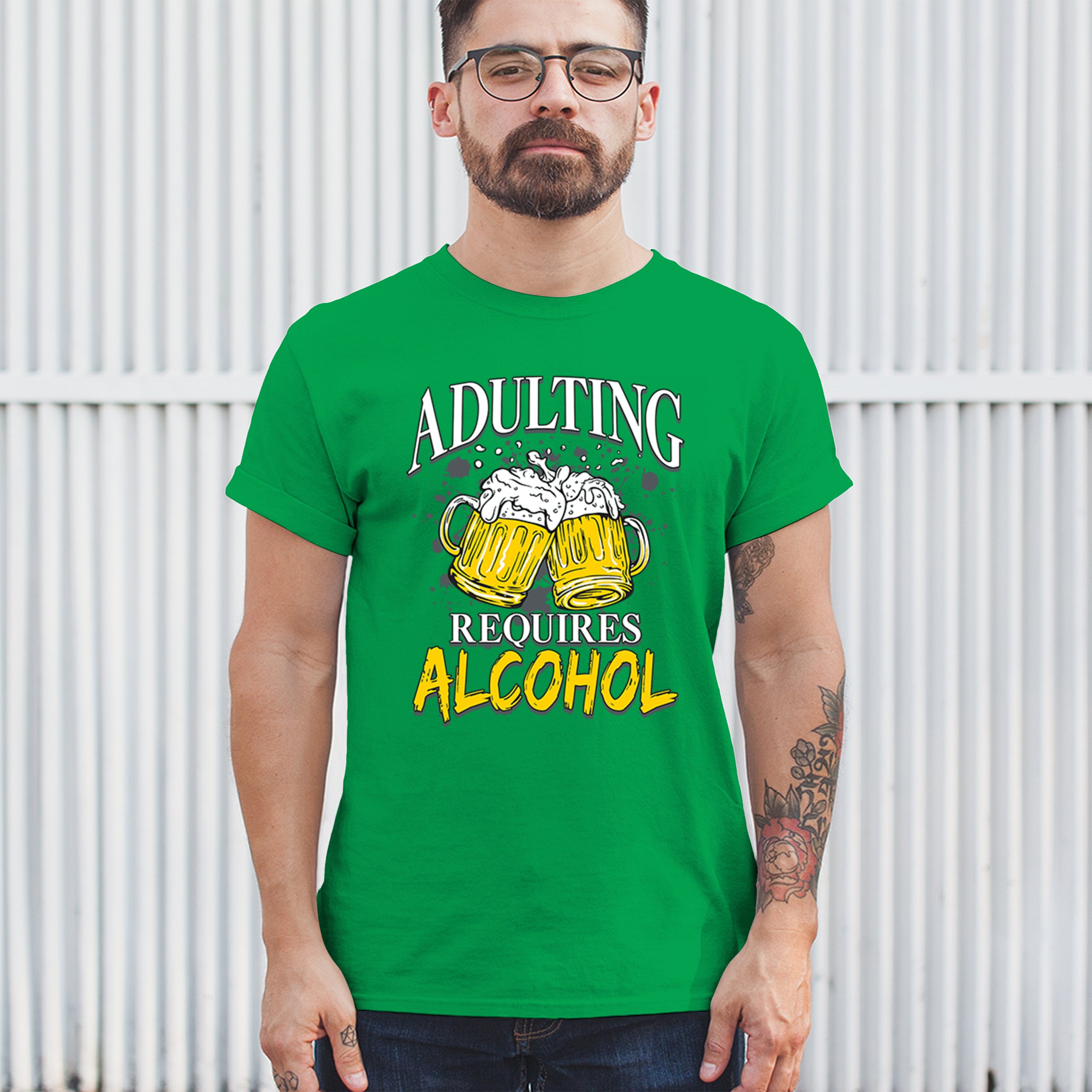 Adulting Requires Alcohol T-shirt Funny Craft Beer Mug Drink Humor Men's Tee - Picture 61 of 113