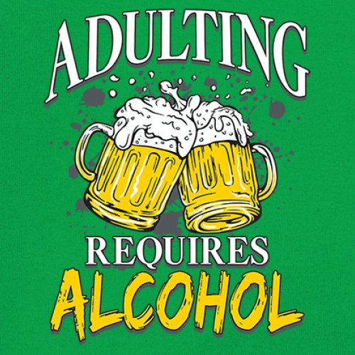 Adulting Requires Alcohol T-shirt Funny Craft Beer Mug Drink Humor Men's Tee - Picture 60 of 113