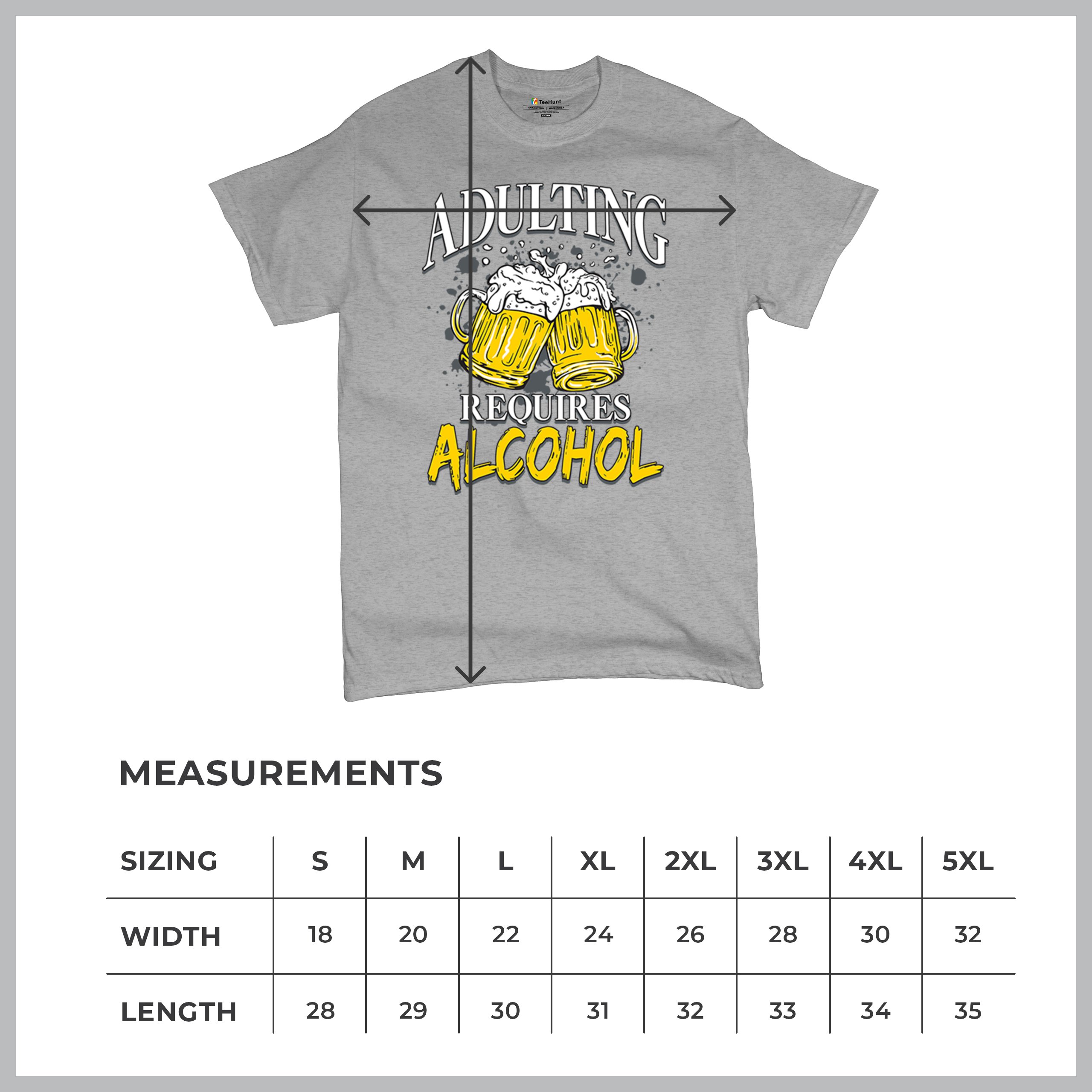 Adulting Requires Alcohol T-shirt Funny Craft Beer Mug Drink Humor Men's Tee - Picture 15 of 113