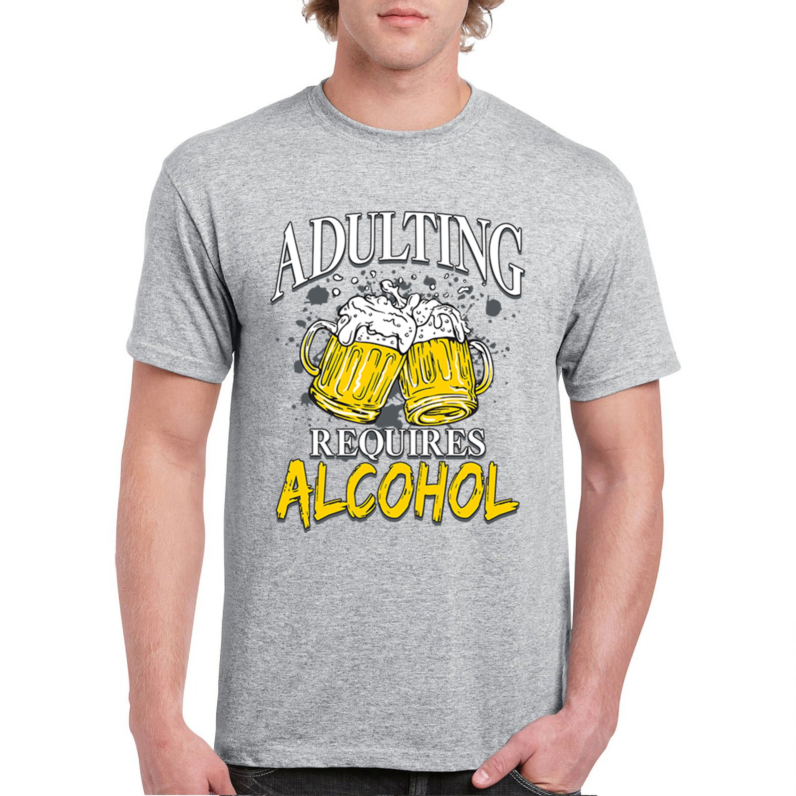 Adulting Requires Alcohol T-shirt Funny Craft Beer Mug Drink Humor Men's Tee - Picture 9 of 113