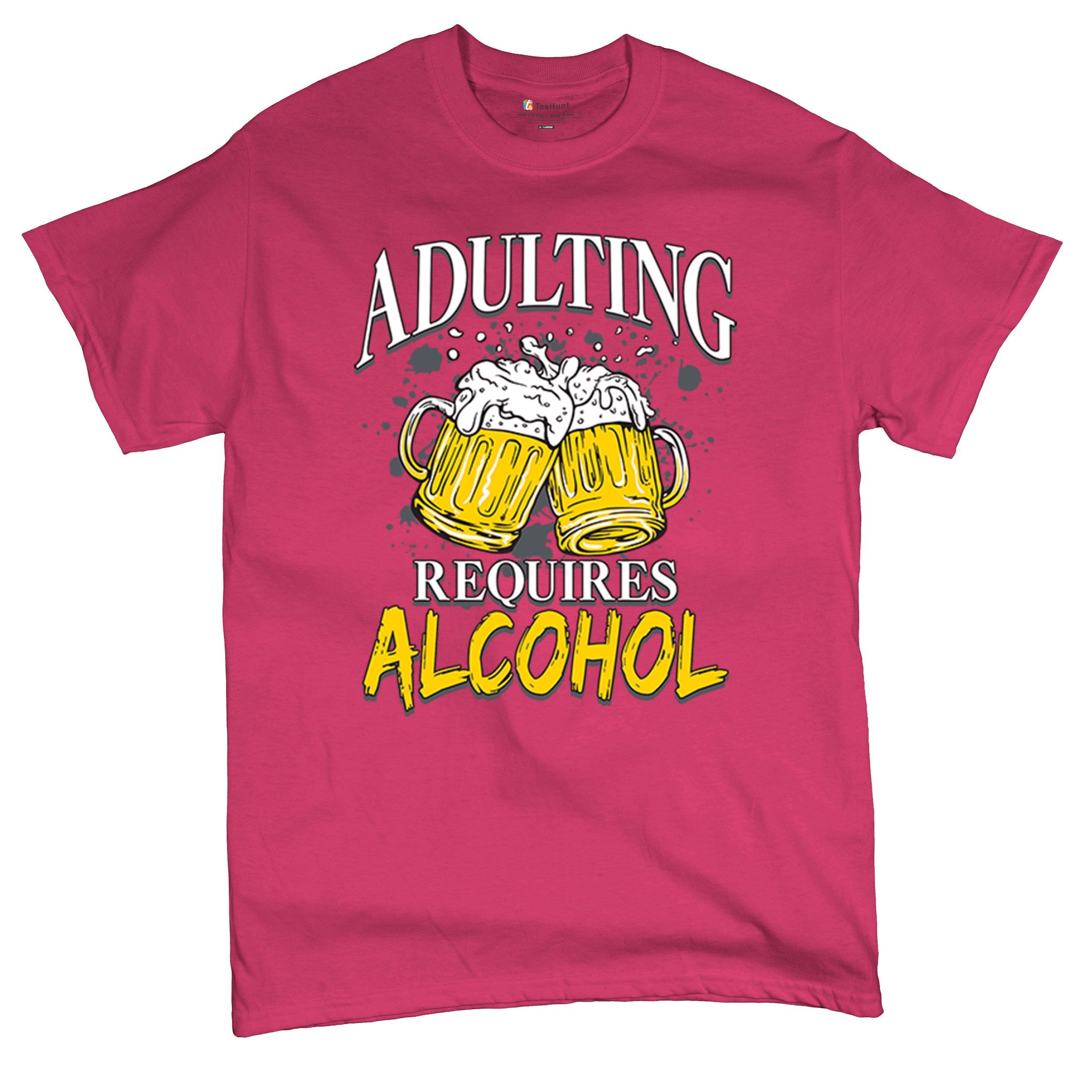 Adulting Requires Alcohol T-shirt Funny Craft Beer Mug Drink Humor Men's Tee - Picture 27 of 113