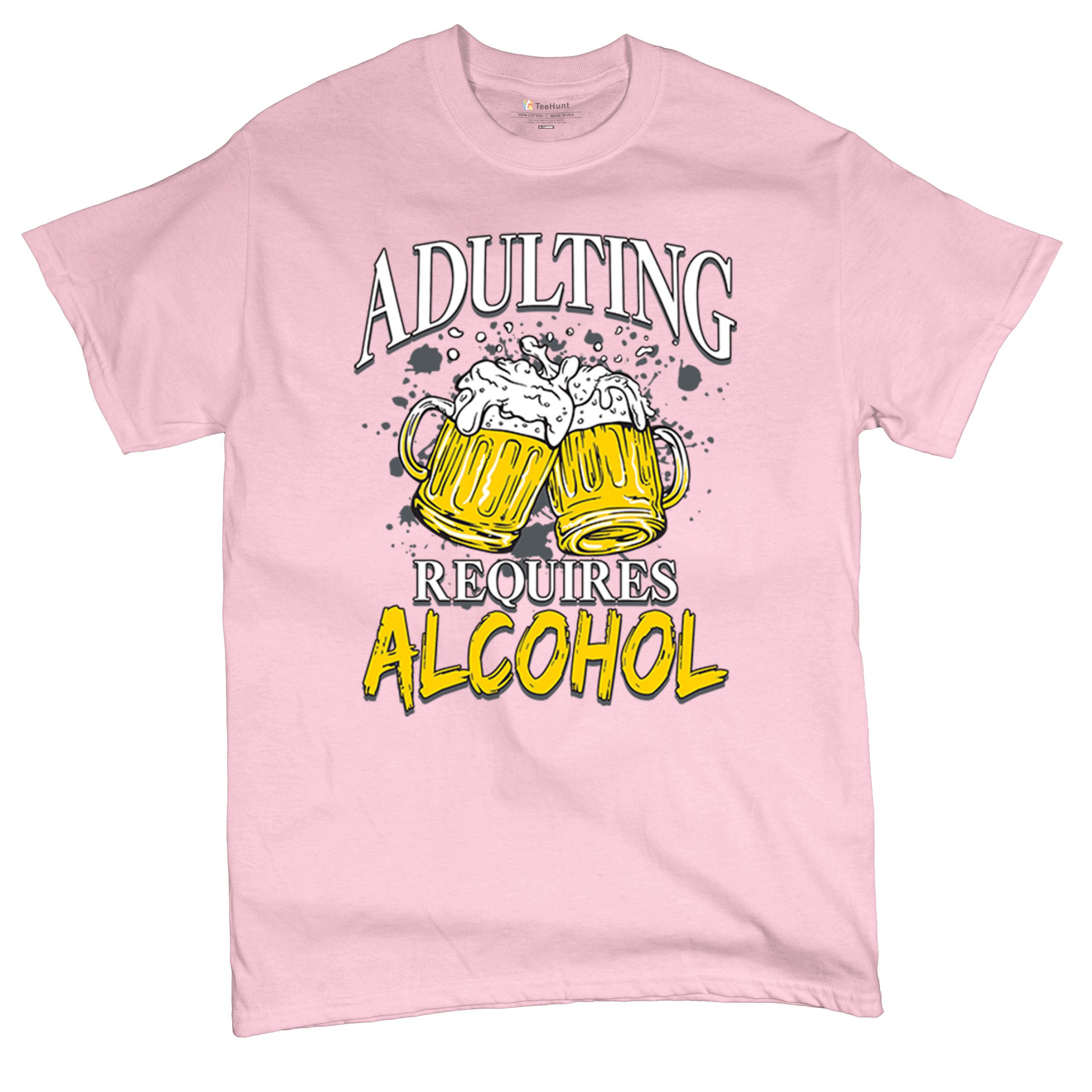 Adulting Requires Alcohol T-shirt Funny Craft Beer Mug Drink Humor Men's Tee - Picture 90 of 113