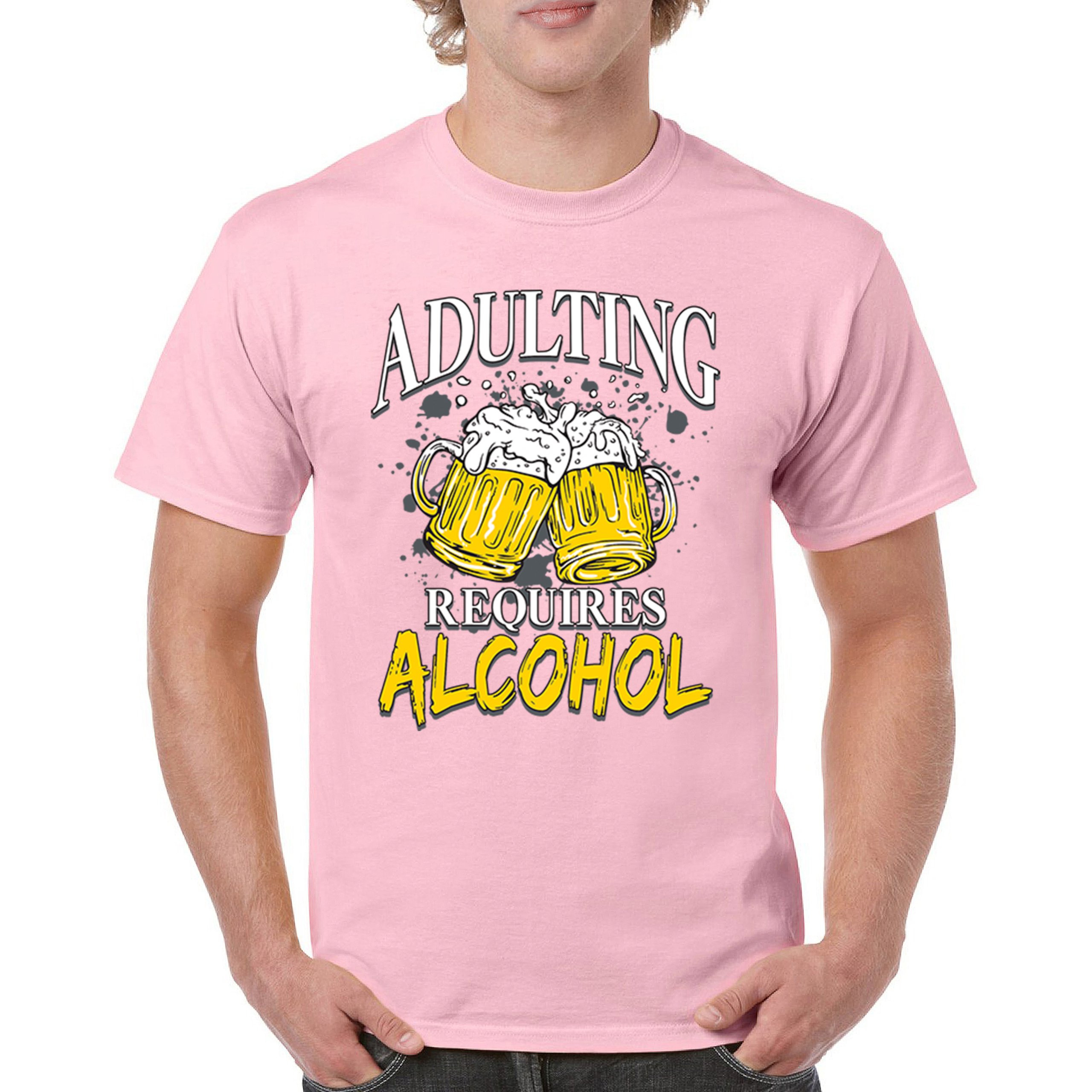 Adulting Requires Alcohol T-shirt Funny Craft Beer Mug Drink Humor Men's Tee - Picture 86 of 113