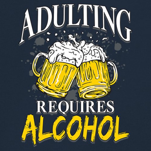 Adulting Requires Alcohol T-shirt Funny Craft Beer Mug Drink Humor Men's Tee - Picture 53 of 113