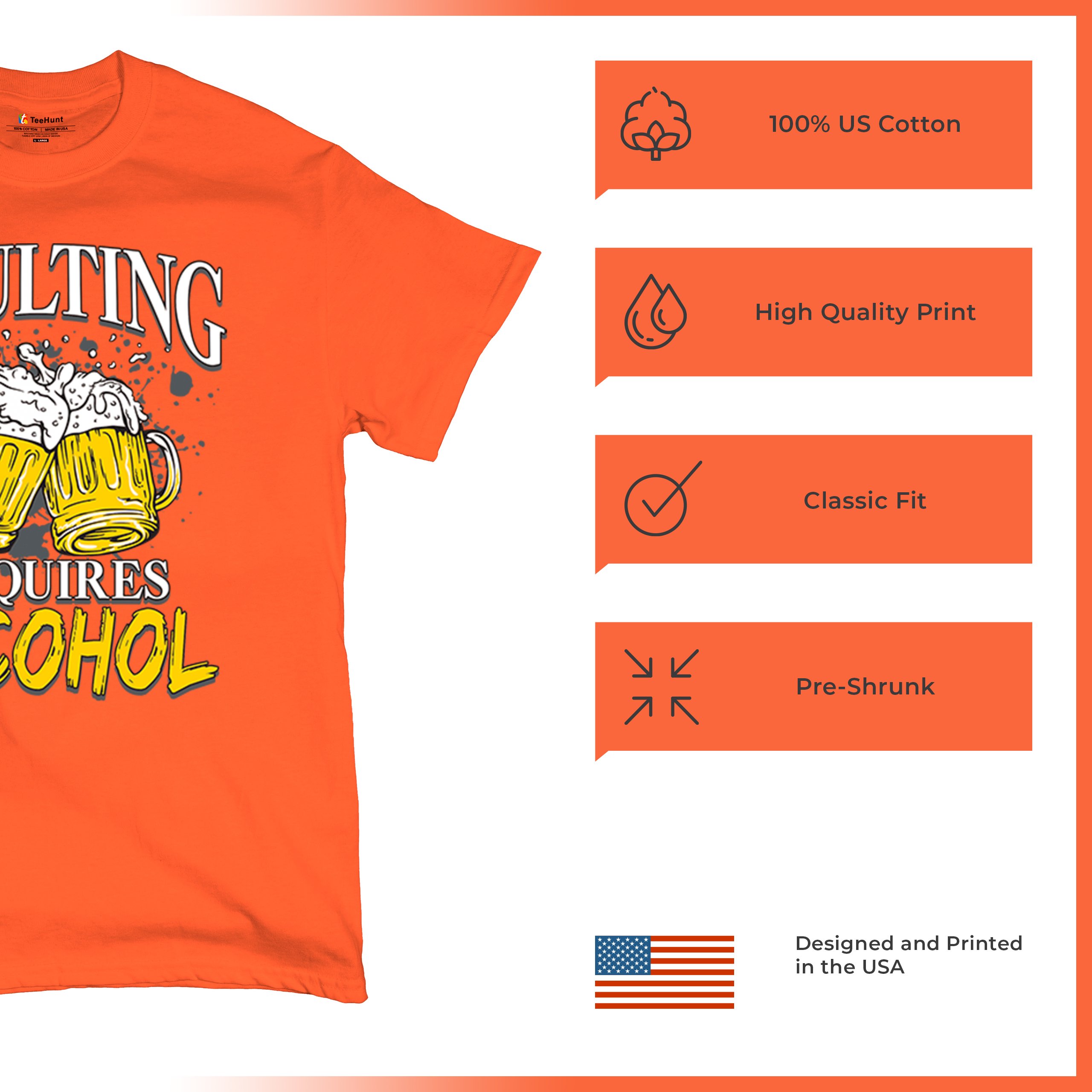 Adulting Requires Alcohol T-shirt Funny Craft Beer Mug Drink Humor Men's Tee - Picture 21 of 113