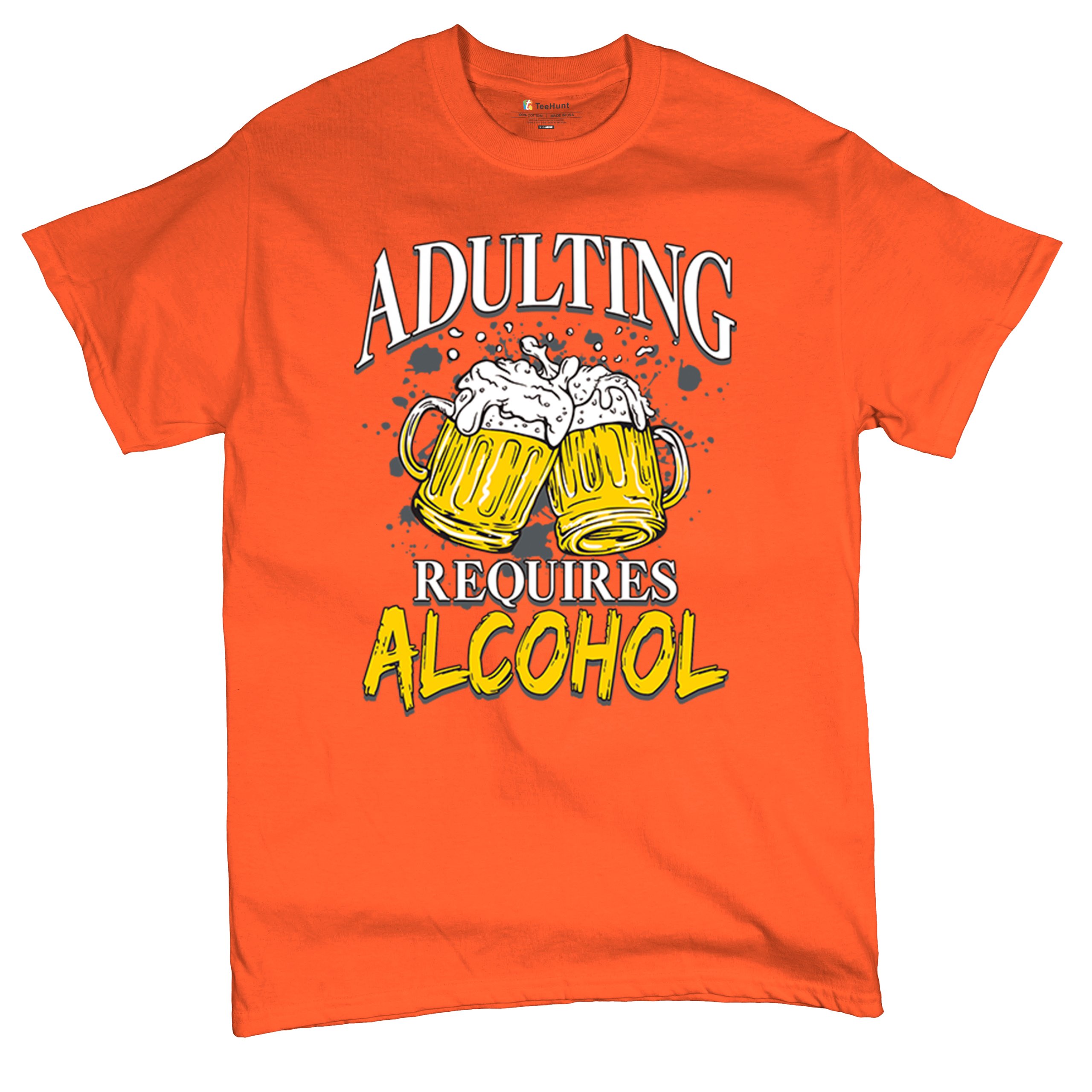 Adulting Requires Alcohol T-shirt Funny Craft Beer Mug Drink Humor Men's Tee - Picture 20 of 113