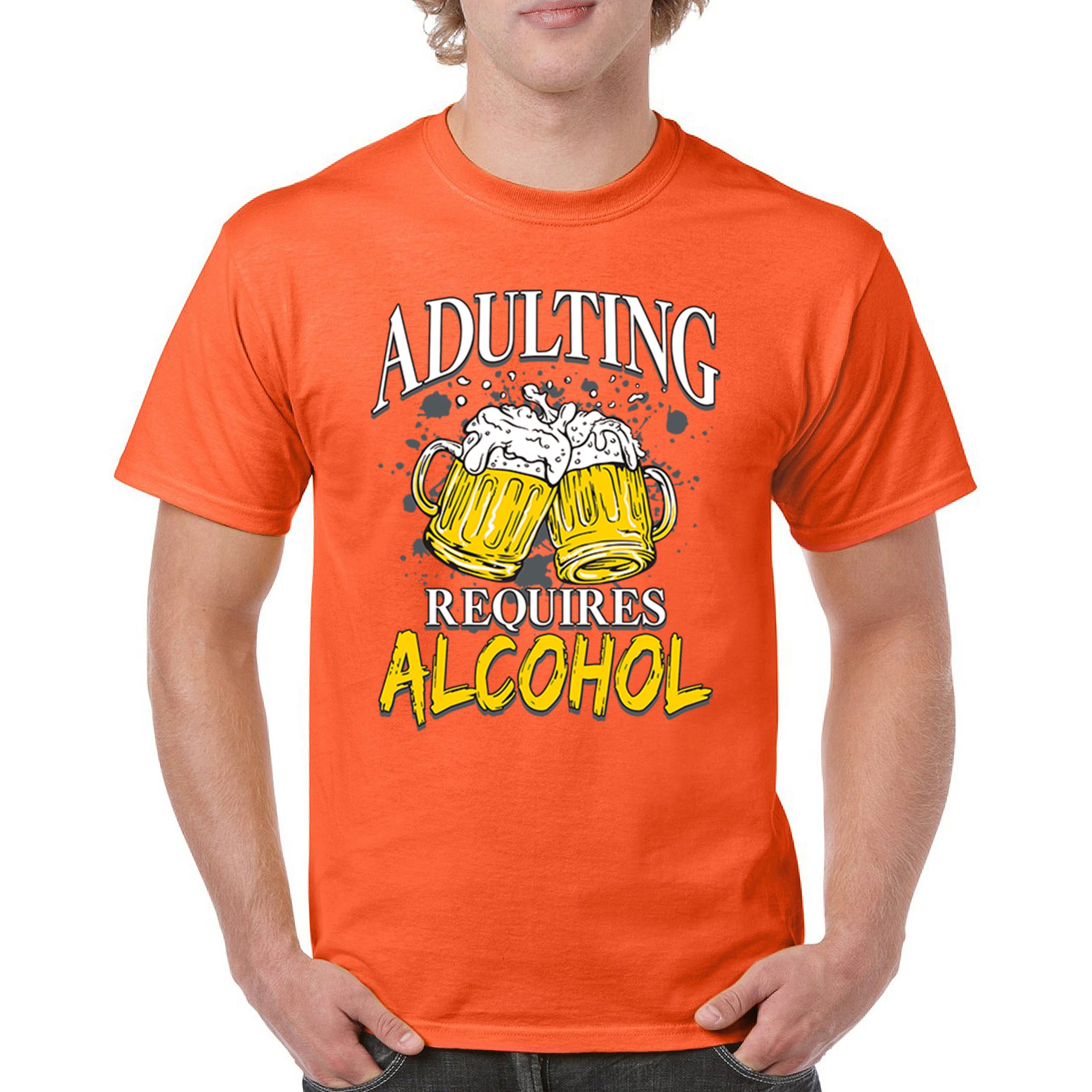 Adulting Requires Alcohol T-shirt Funny Craft Beer Mug Drink Humor Men's Tee - Picture 16 of 113