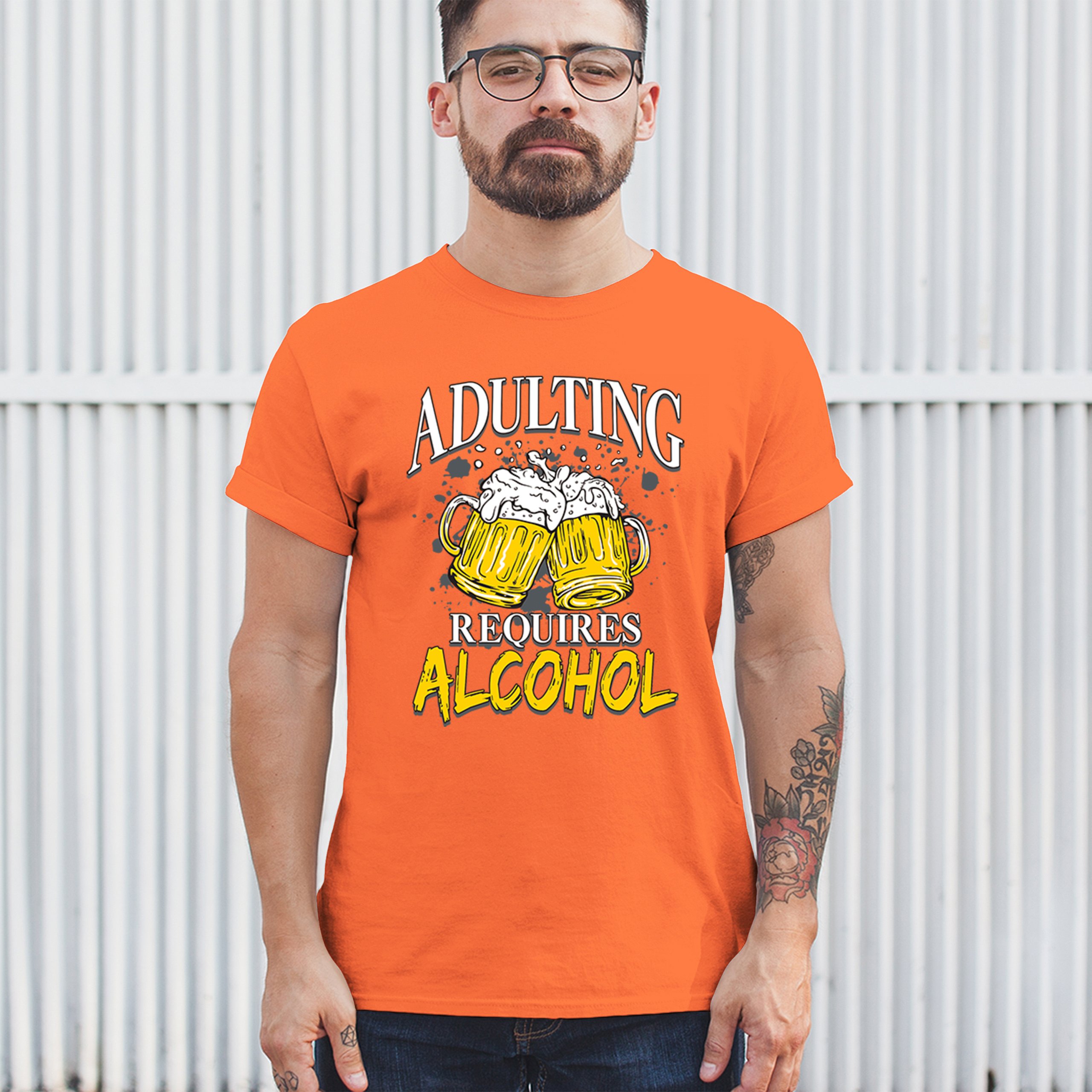 Adulting Requires Alcohol T-shirt Funny Craft Beer Mug Drink Humor Men's Tee - Picture 19 of 113
