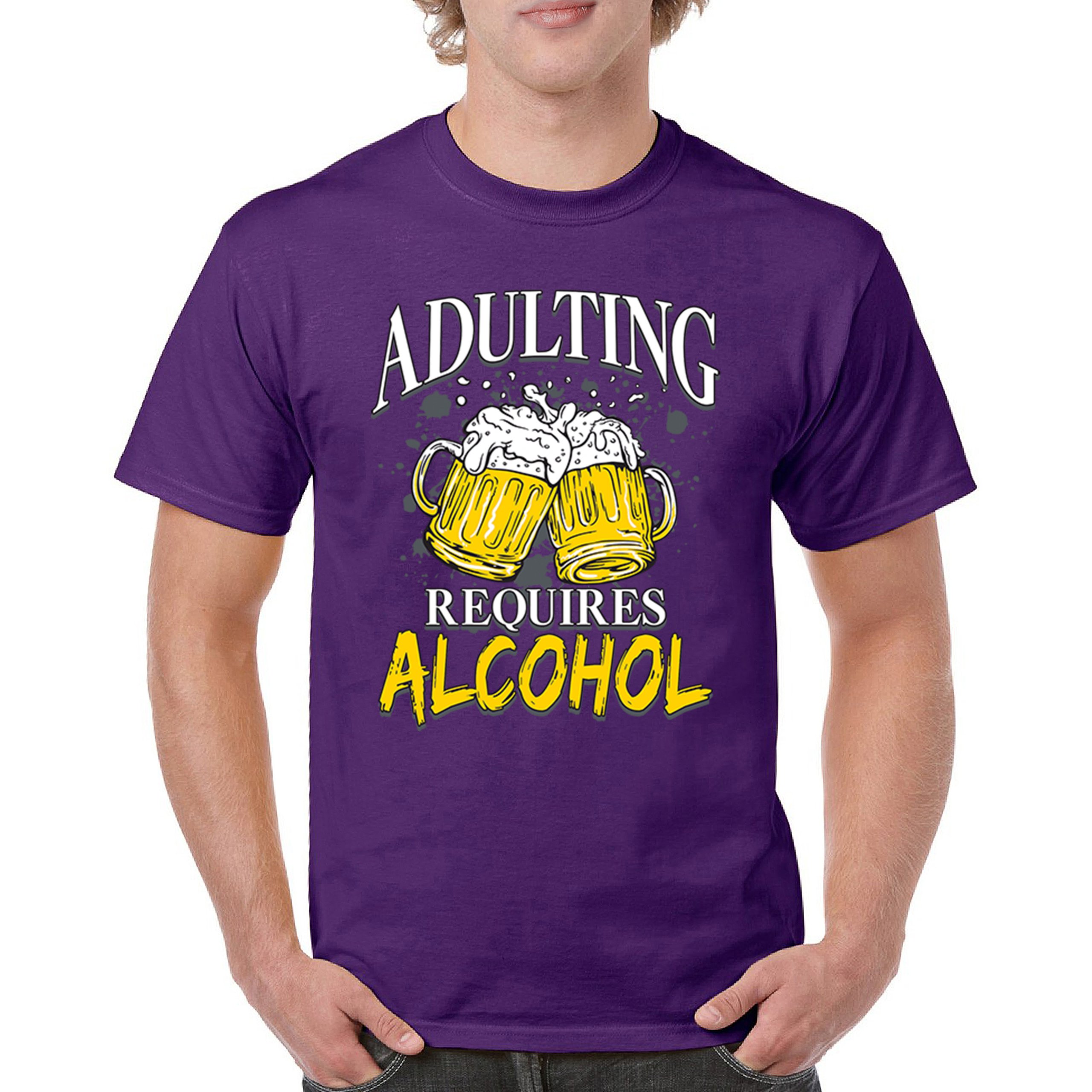 Adulting Requires Alcohol T-shirt Funny Craft Beer Mug Drink Humor Men's Tee - Picture 30 of 113