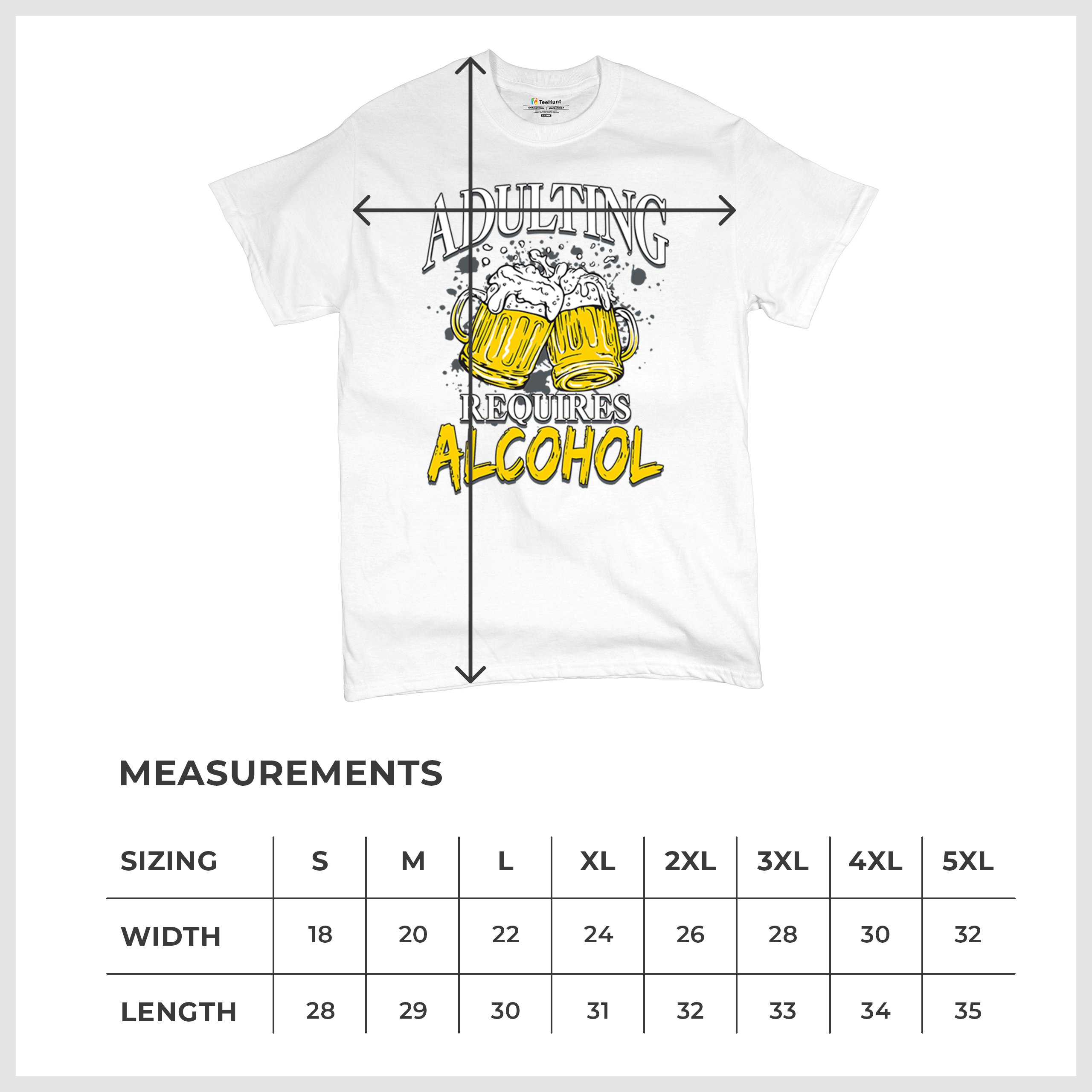 Adulting Requires Alcohol T-shirt Funny Craft Beer Mug Drink Humor Men's Tee - Picture 50 of 113