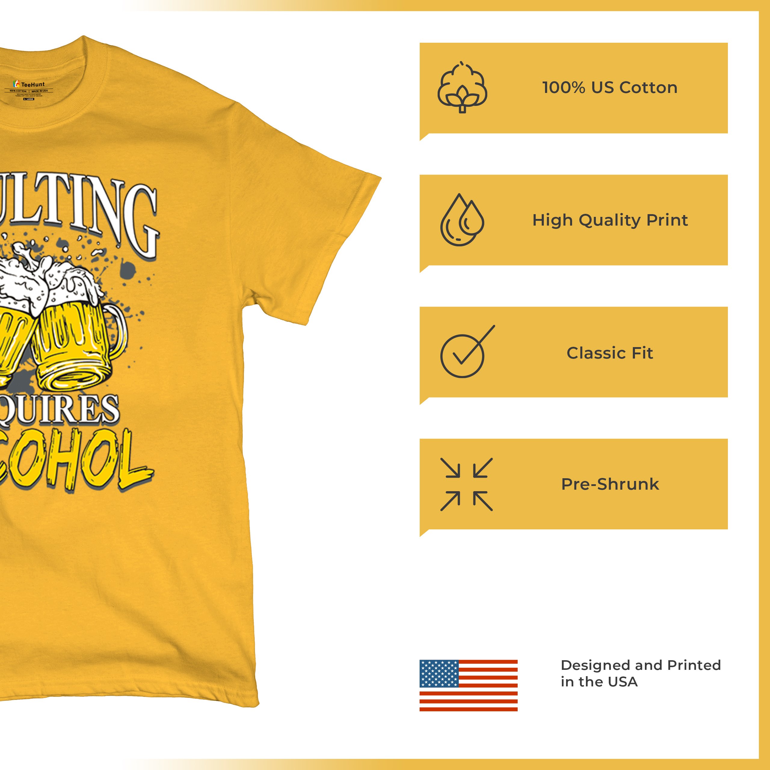 Adulting Requires Alcohol T-shirt Funny Craft Beer Mug Drink Humor Men's Tee - Picture 112 of 113