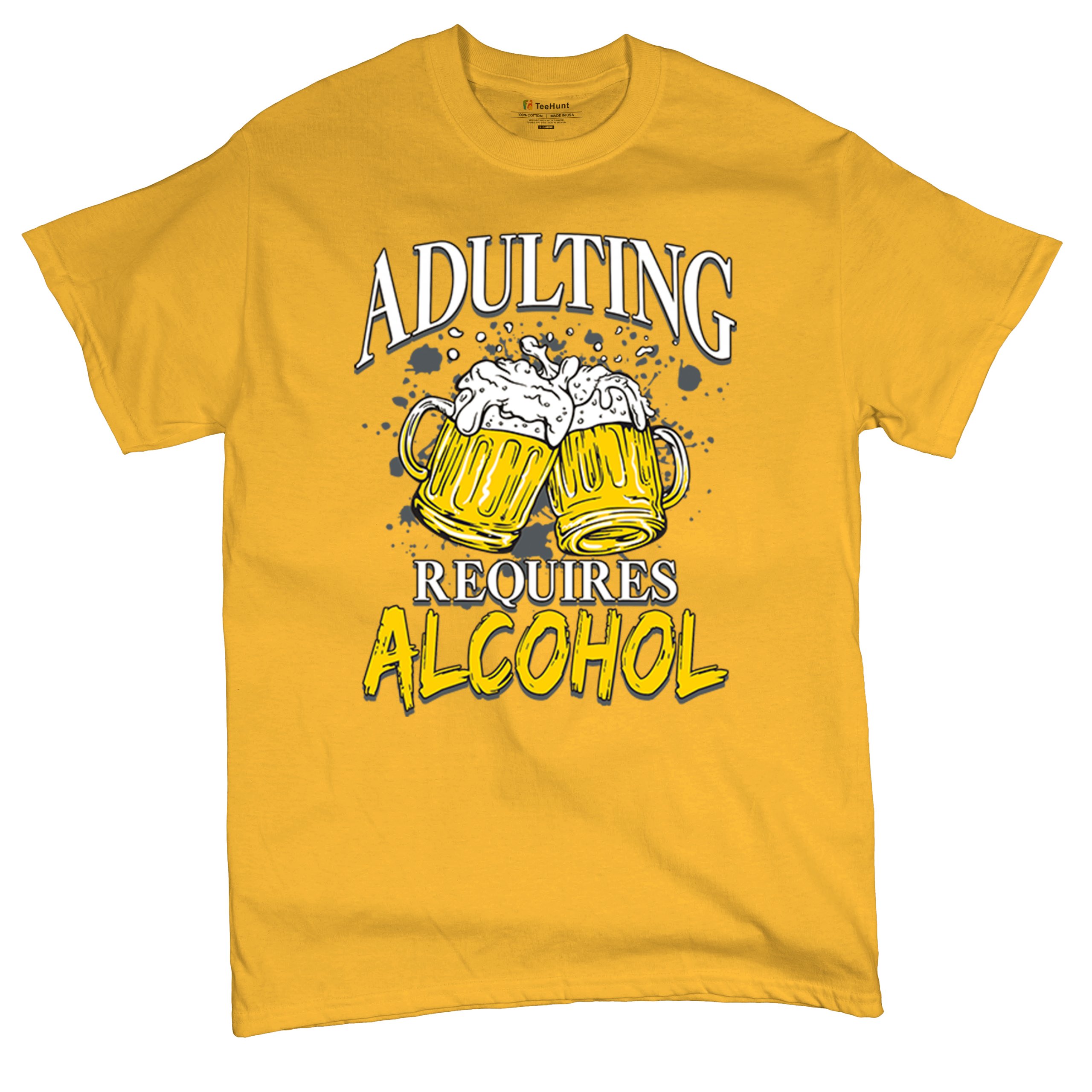 Adulting Requires Alcohol T-shirt Funny Craft Beer Mug Drink Humor Men's Tee - Picture 111 of 113
