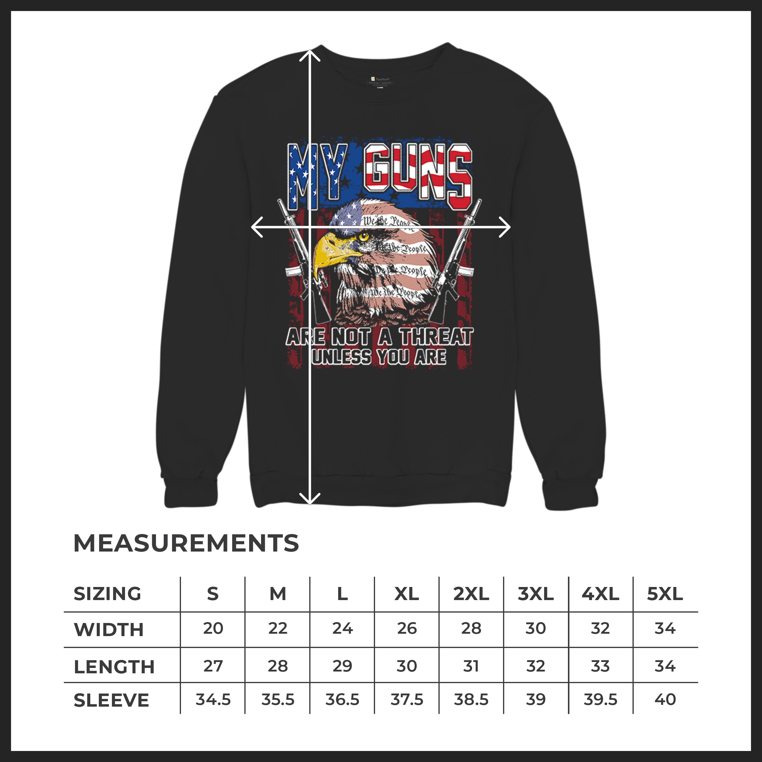 My Guns Are Not Threat Sweatshirt 2nd Amendment Patriotic Gun Rights Crewneck - Picture 8 of 15