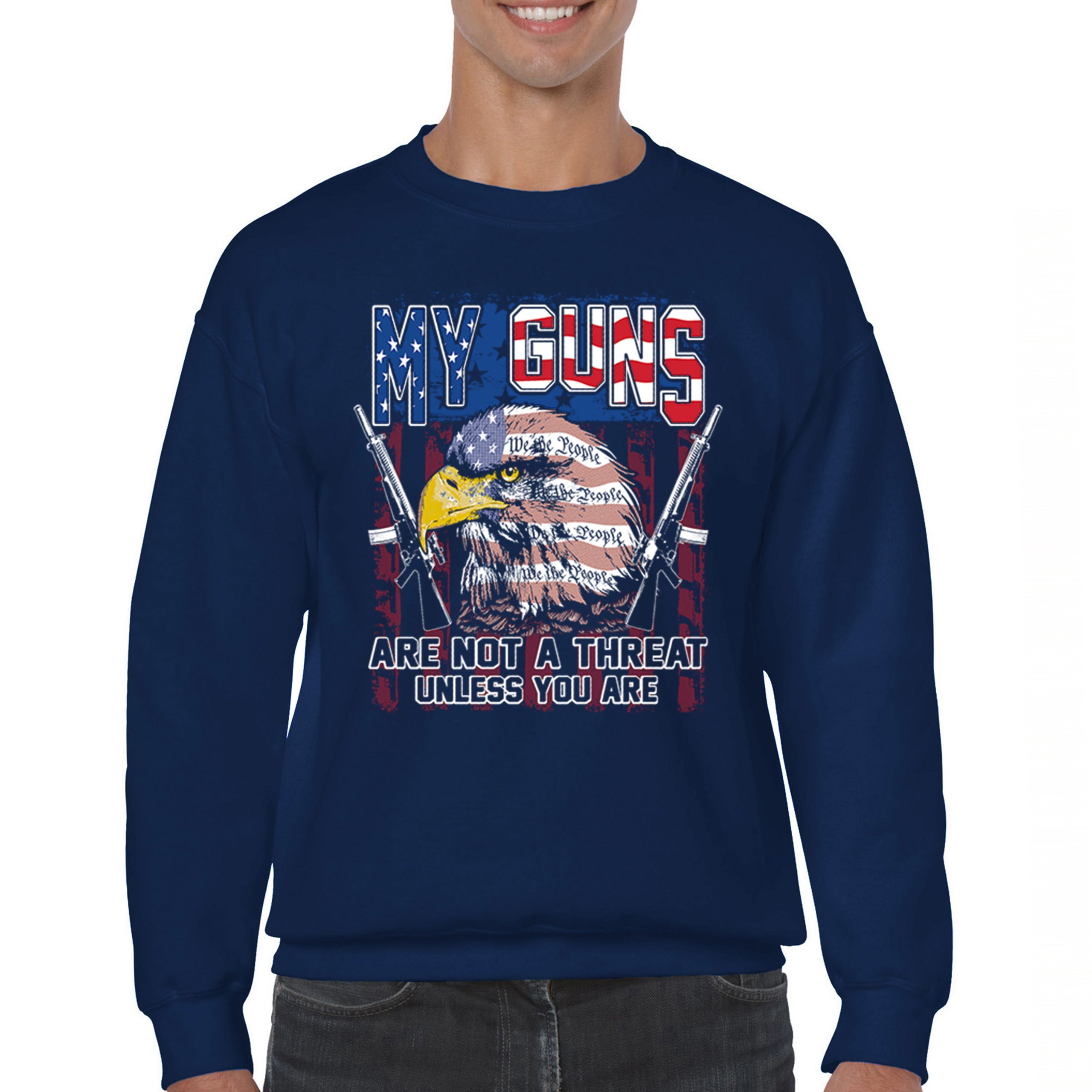 My Guns Are Not Threat Sweatshirt 2nd Amendment Patriotic Gun Rights Crewneck - Picture 9 of 15
