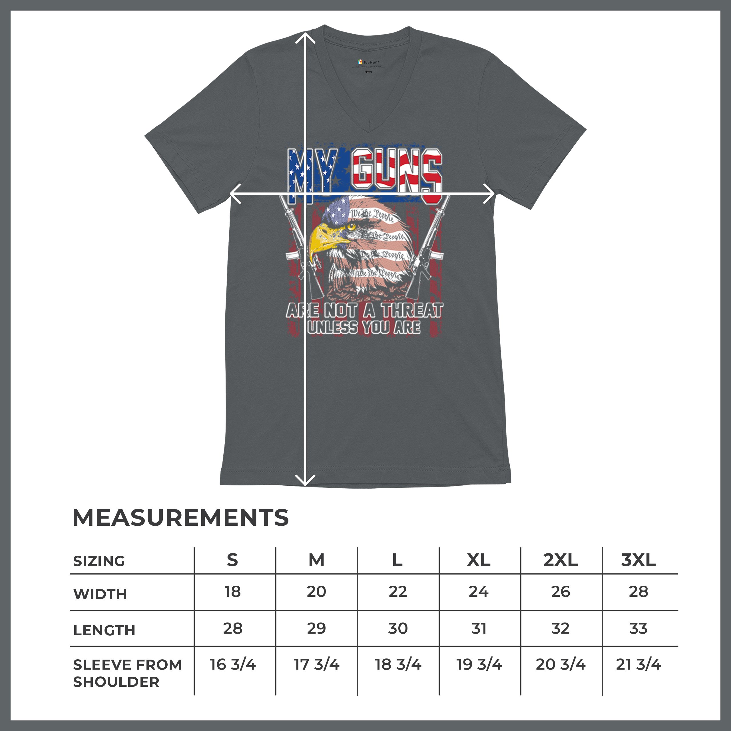 My Guns Are Not Threat V-Neck T-shirt 2nd Amendment Patriotic Gun Rights Tee - Picture 15 of 15