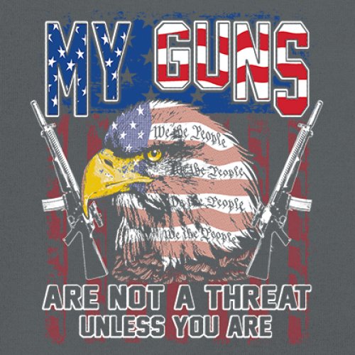 My Guns Are Not Threat V-Neck T-shirt 2nd Amendment Patriotic Gun Rights Tee - Picture 11 of 15