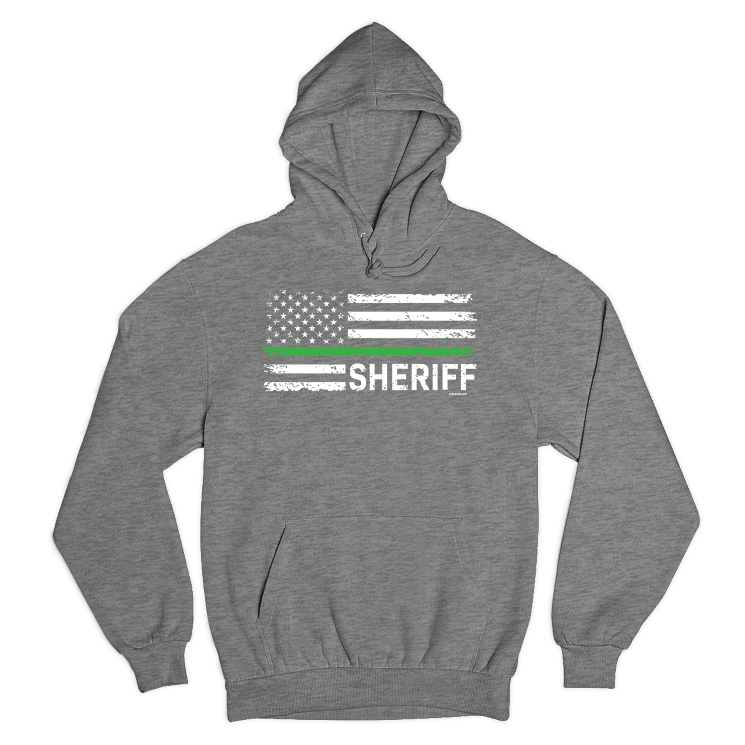 Sheriff Distressed American Flag Sweatshirt First Responders Patriotic Hoodie - Picture 7 of 36