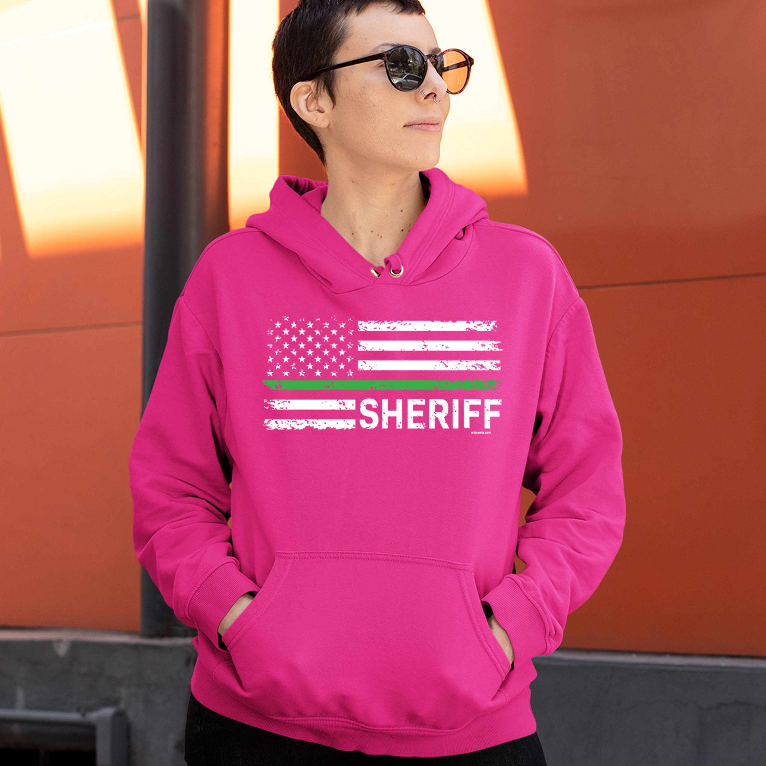 Sheriff Distressed American Flag Sweatshirt First Responders Patriotic Hoodie - Picture 36 of 36