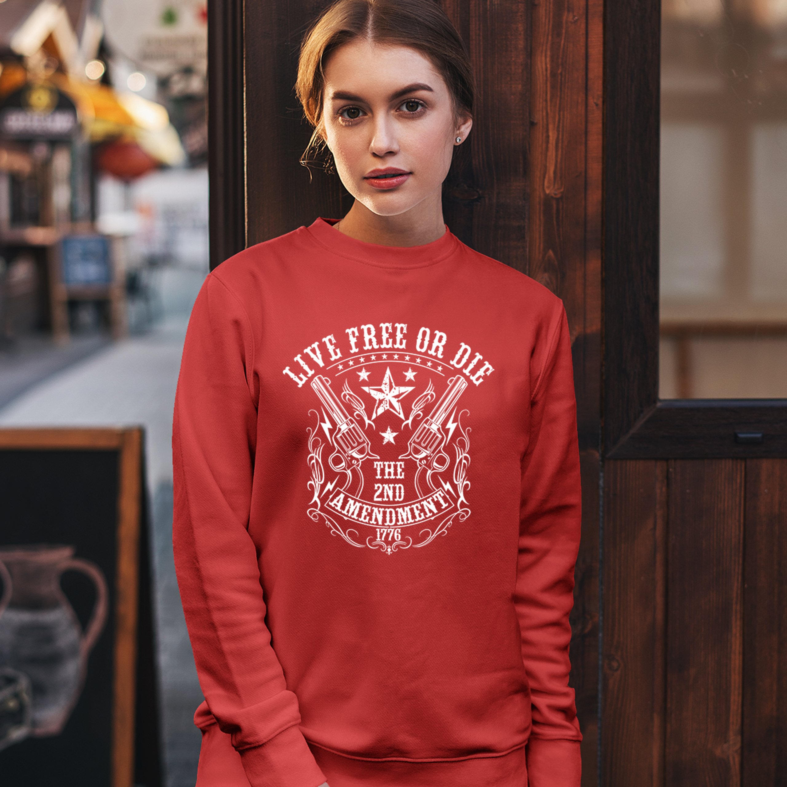 Live Free or Die Sweatshirt The 2nd Amendment 1776 Patriotic Gun Owner Crewneck - Picture 11 of 26