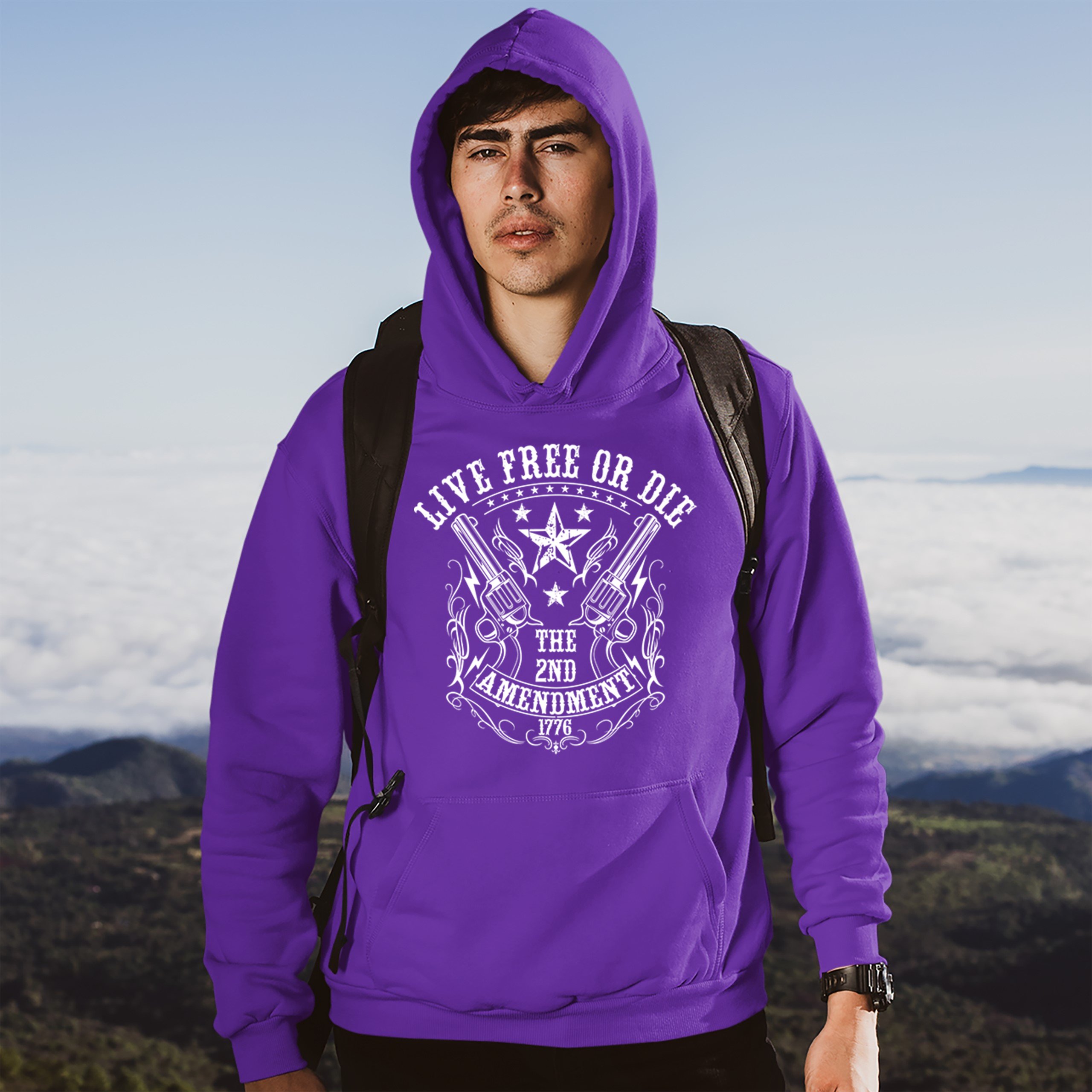 Live Free or Die Sweatshirt The 2nd Amendment 1776 Patriotic Gun Owner Hoodie - Picture 15 of 26