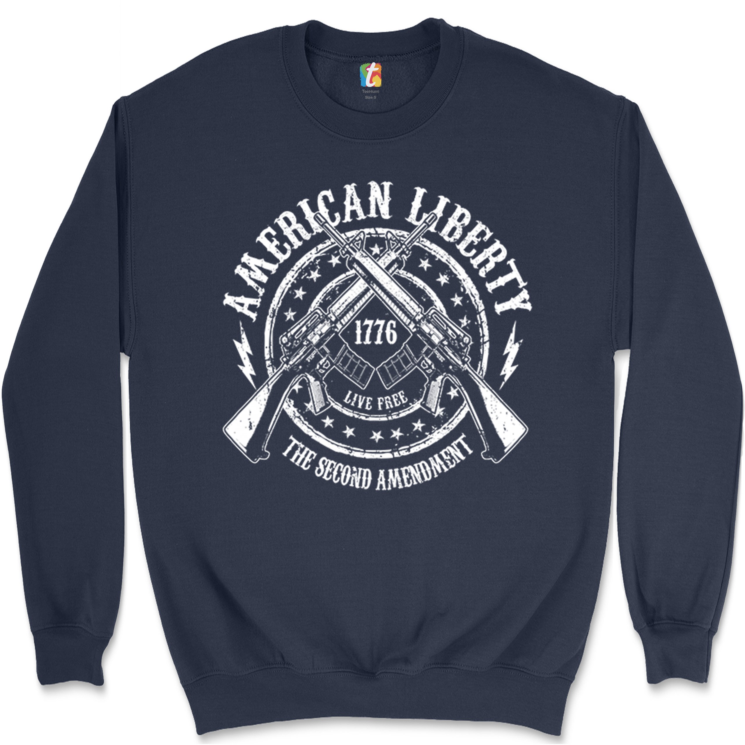 American Liberty Live Free Sweatshirt The 2nd Amendment 1776 AR-15 Crewneck - Picture 12 of 26