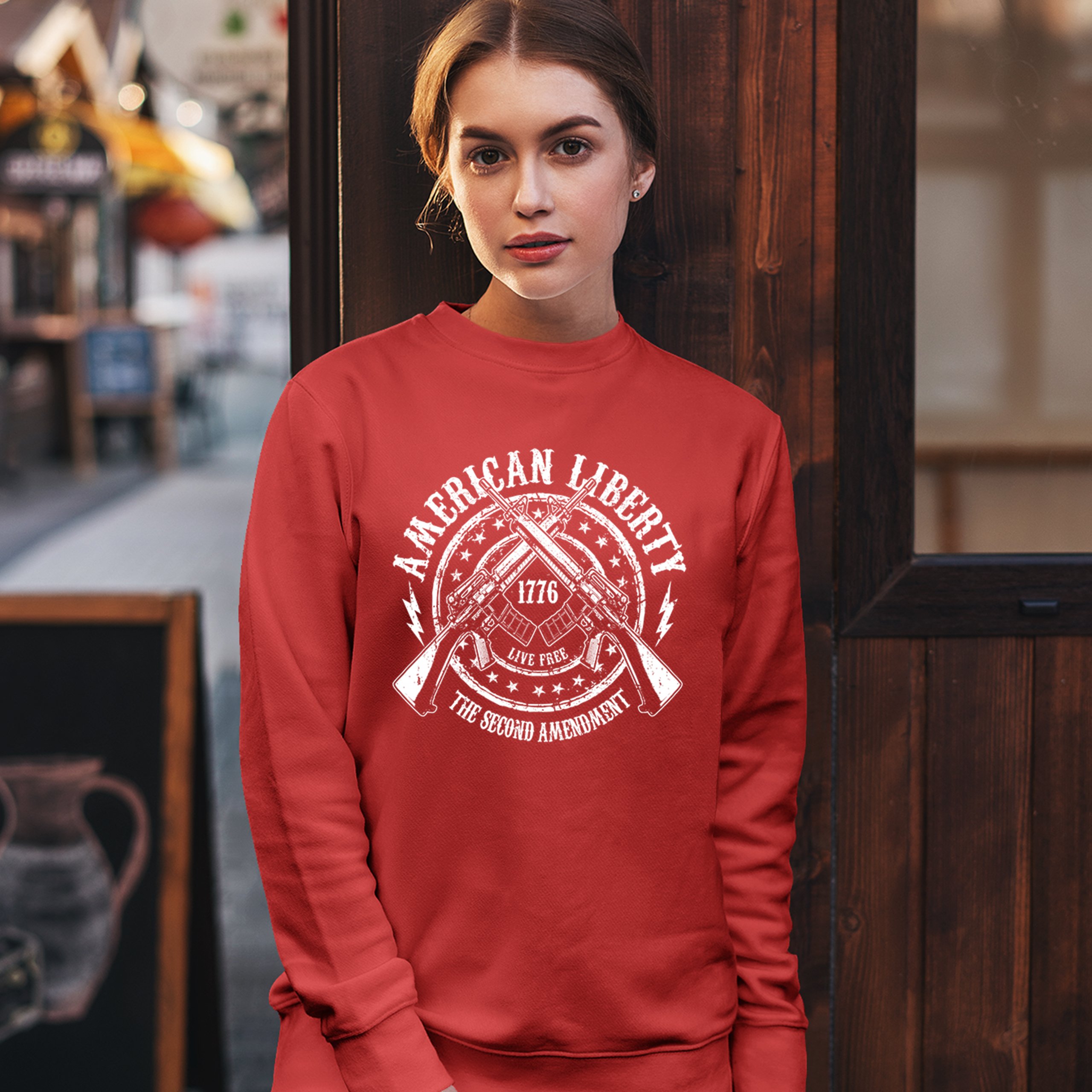 American Liberty Live Free Sweatshirt The 2nd Amendment 1776 AR-15 Crewneck - Picture 11 of 26
