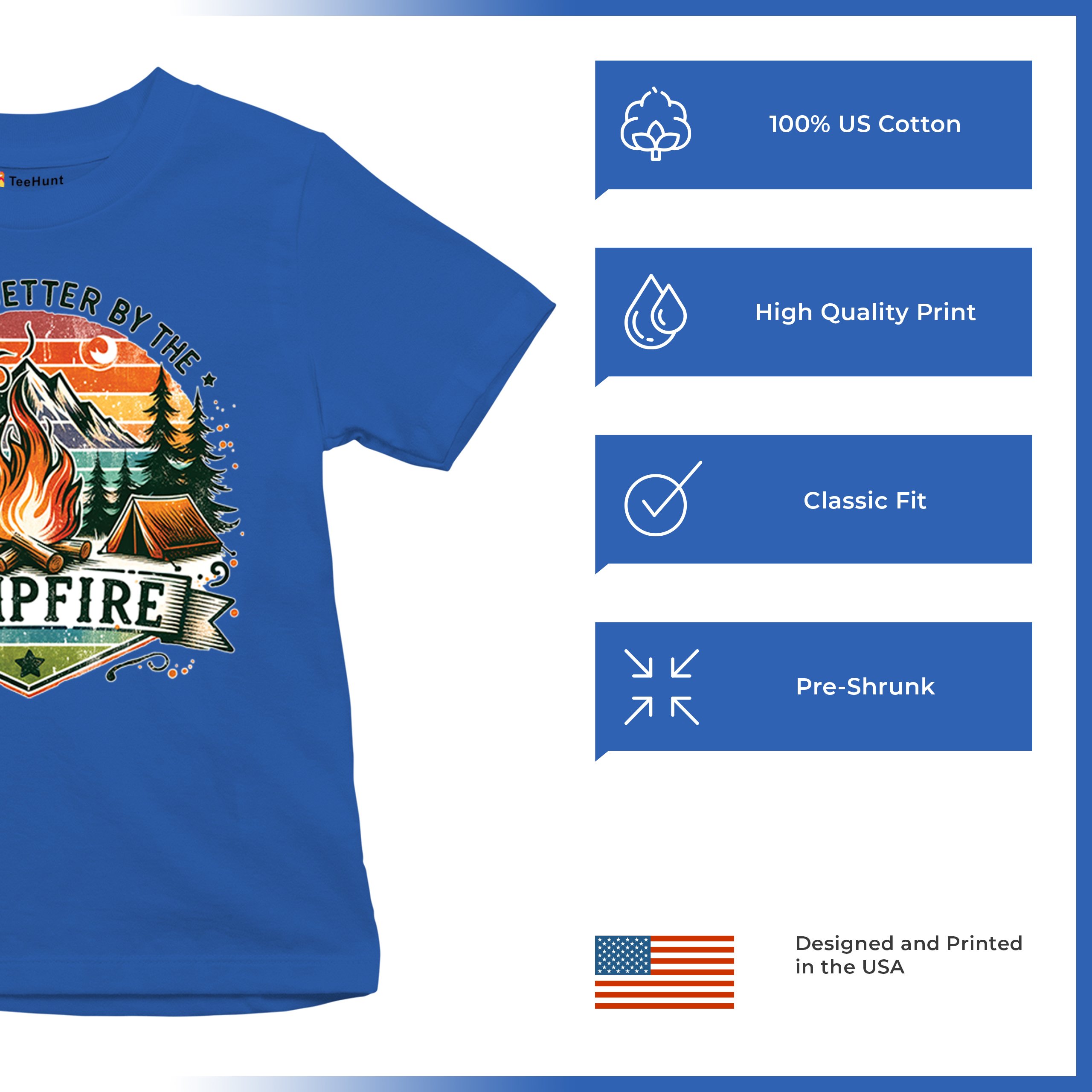 Life is Better by the Campfire Youth T-shirt Hiking Camping Outdoors Kids - Picture 42 of 50